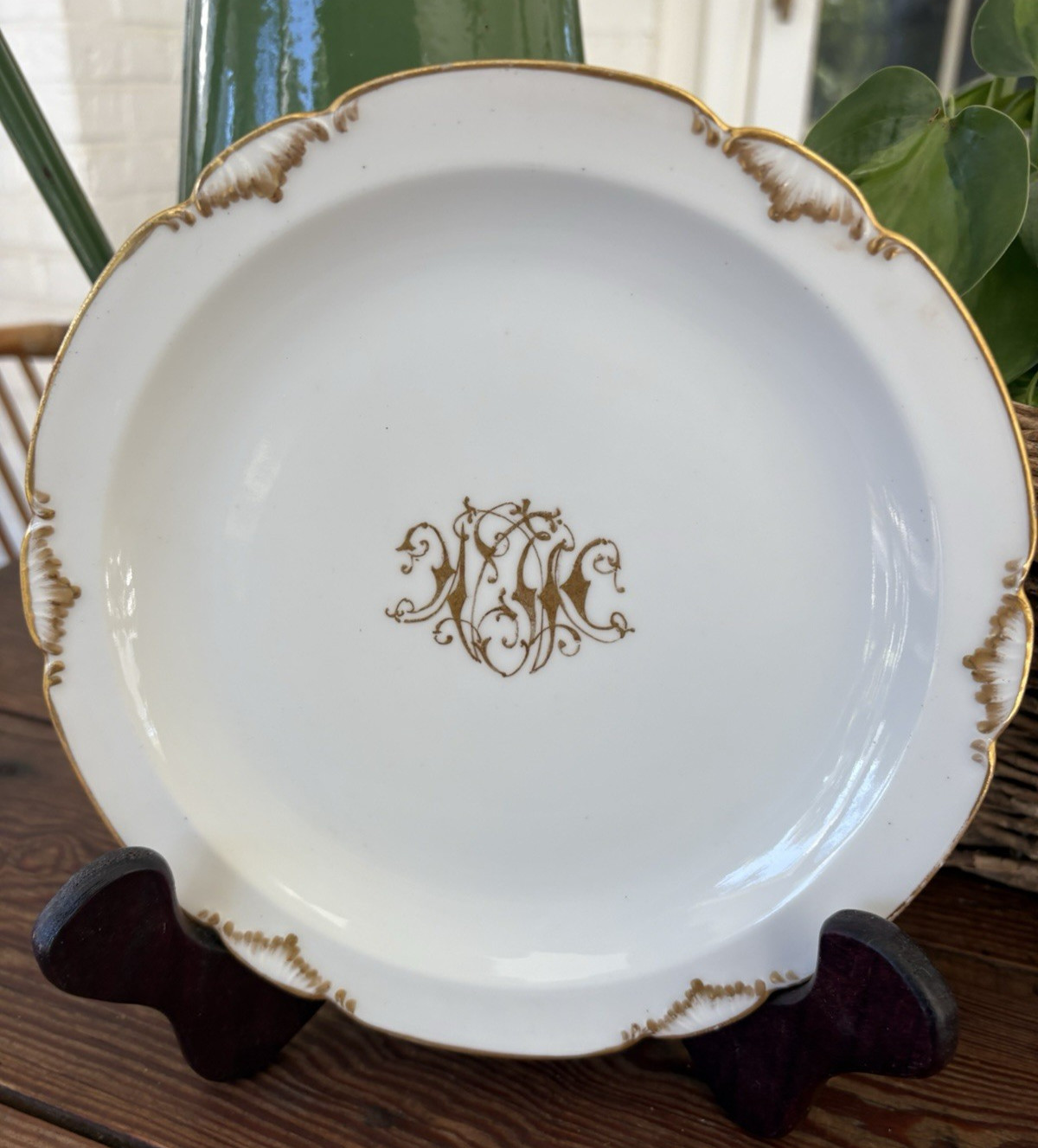 Antique Haviland Limoges CH Field Plate Gold Monogram CFH/GDM France 8\