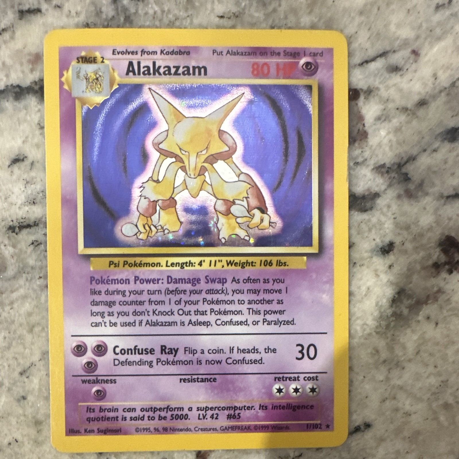 Wizards of the Coast Alakazam 1/102 Base Set Holo Rare Unlimited Eng 1999 80HP