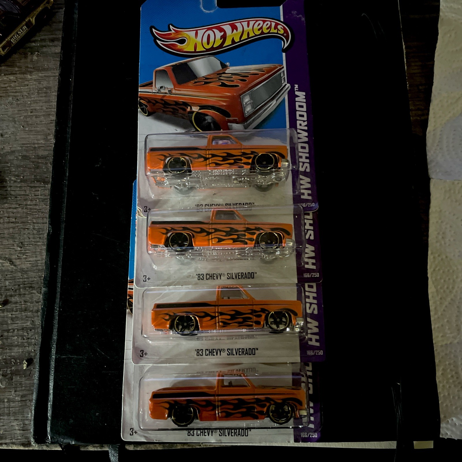 FOUR Hot Wheels 83 Chevy Silverado Orange 2013 HW Showroom Flames FOUR Hot Wheels 83 Chevy Silverado Orange 2013 HW Showroom Flames