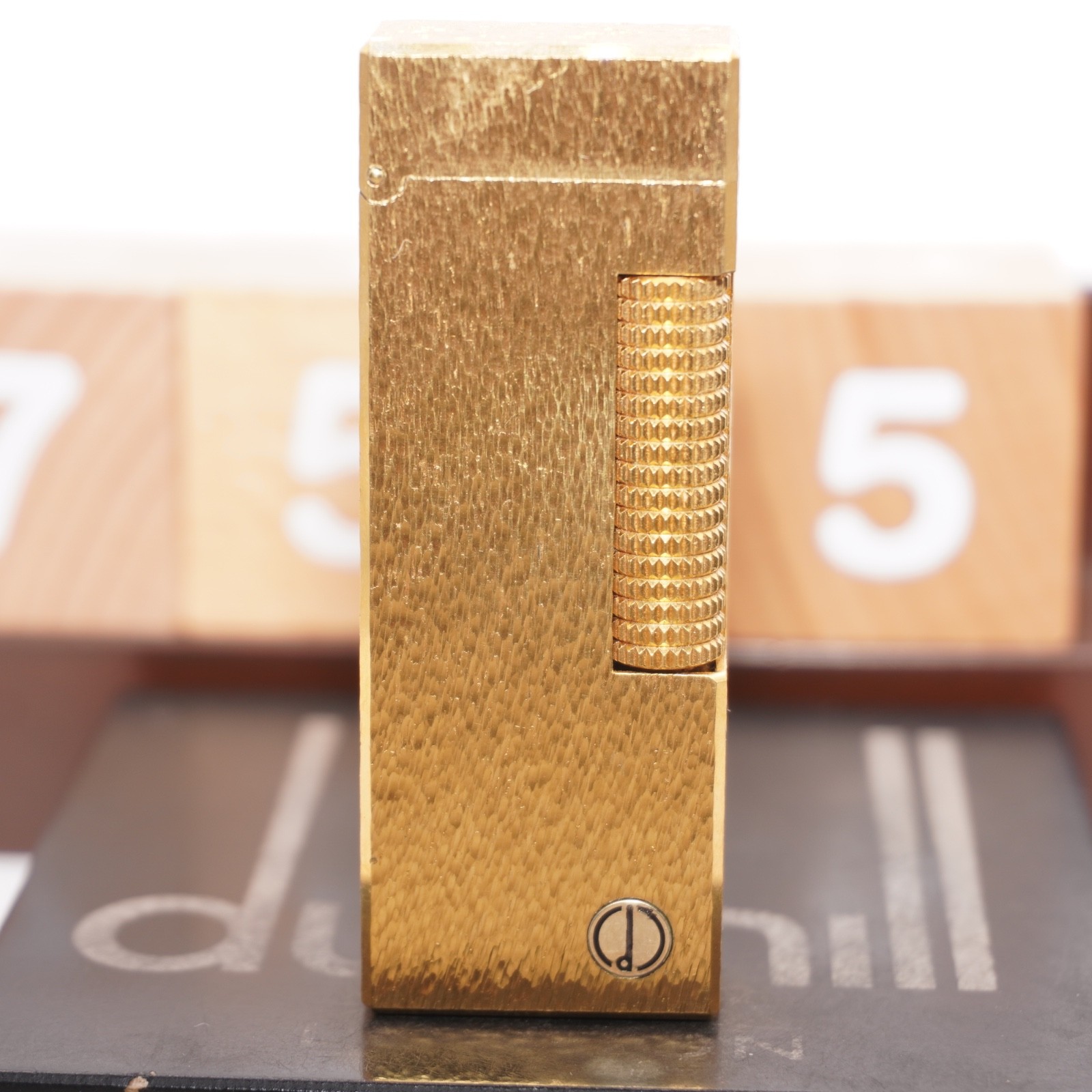 Dunhill Roller Gas Lighter Gold Sand Pattern _Ultrasonically Cleaned_Working