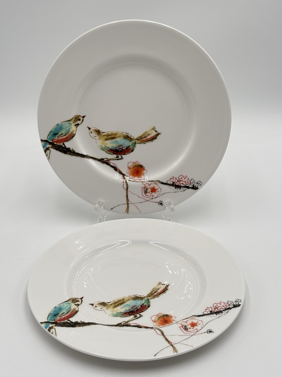 Lenox Simply Fine Chirp Birds Luncheon Salad Plates 9.25” Set 2 Discontinued New