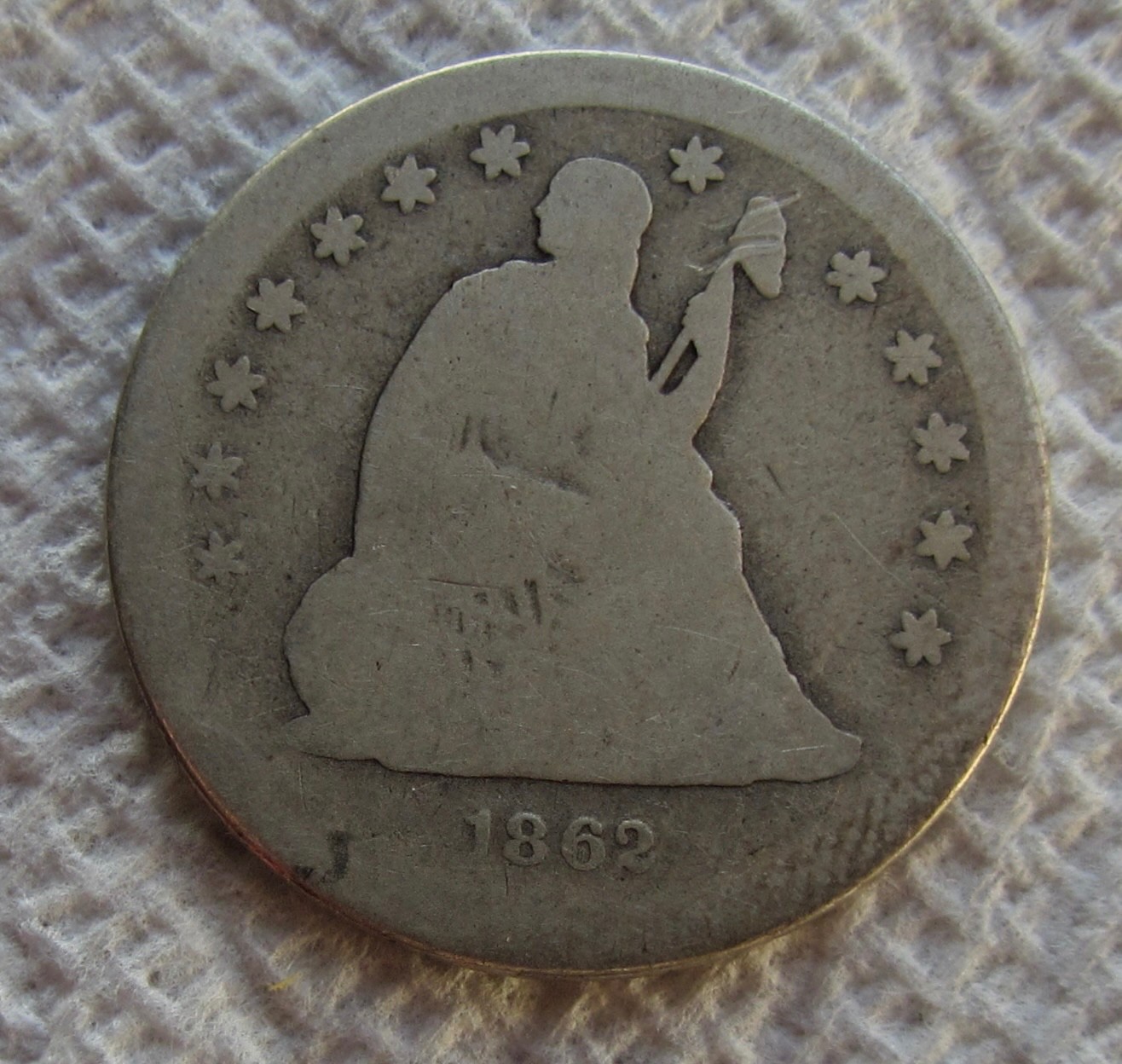 1862-S  Seated Liberty  Quarter Rare Key Date San Francisco Mint Gouged Cleaned