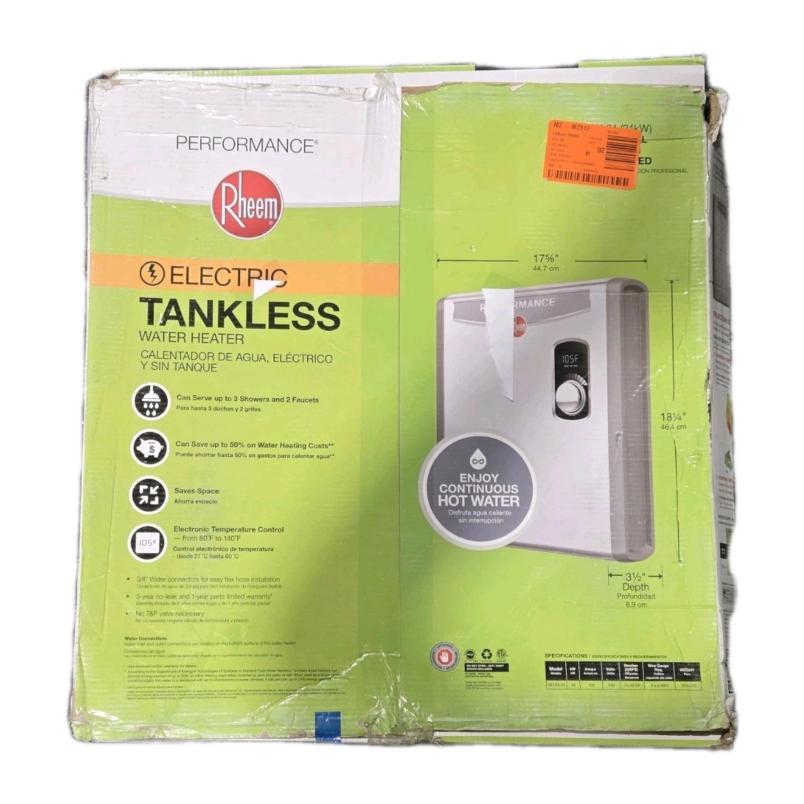 Rheem RETEX-24 Performance 24kw Electric Tankless Water Heater. Parts Only Rheem RETEX-24 Performance 24kw Electric Tankless Water Heater. Parts Only
