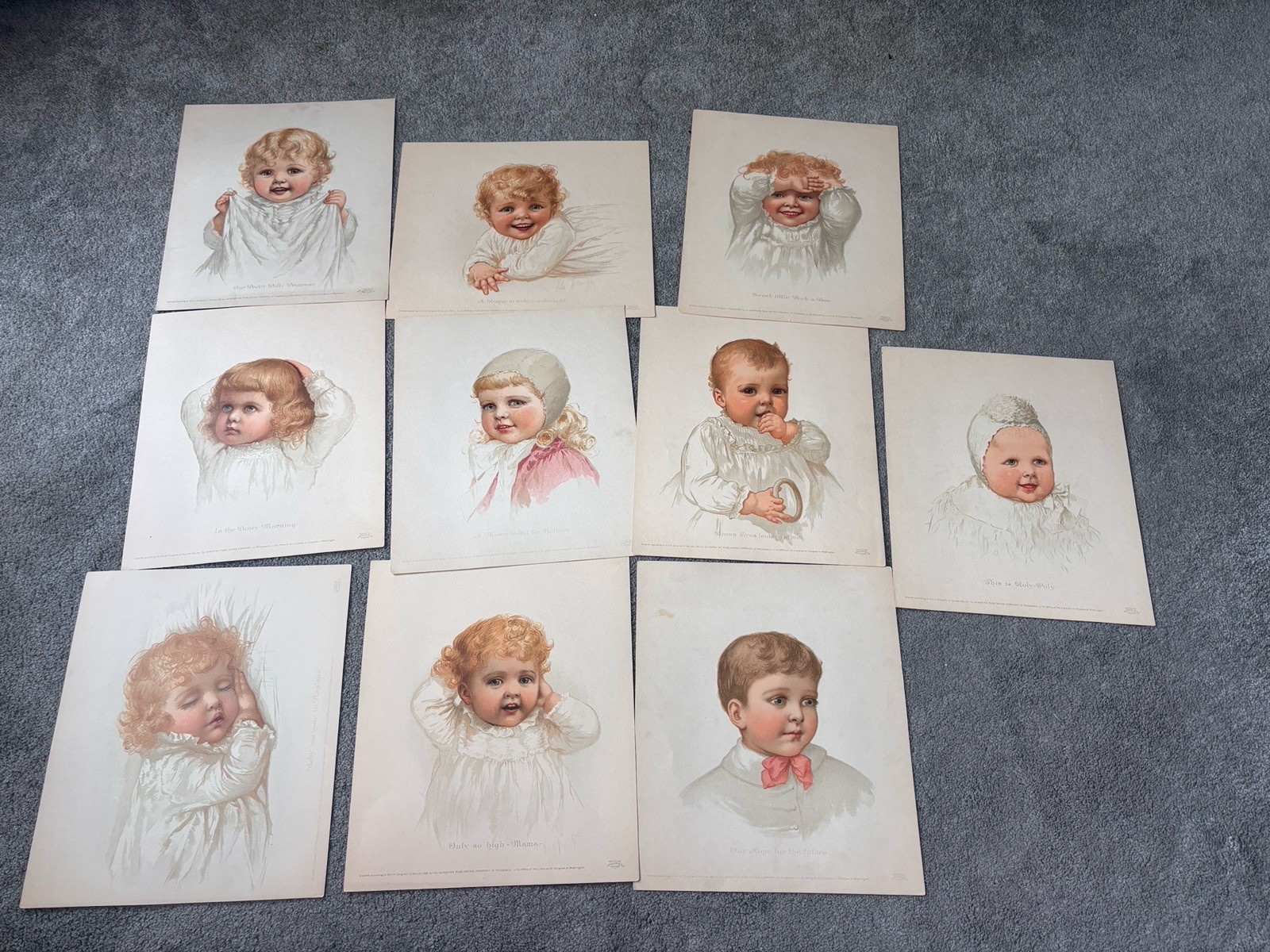 Antique 1887-1892 Victorian Child Prints Lot 10 Sunshine Publishing Armour & Co