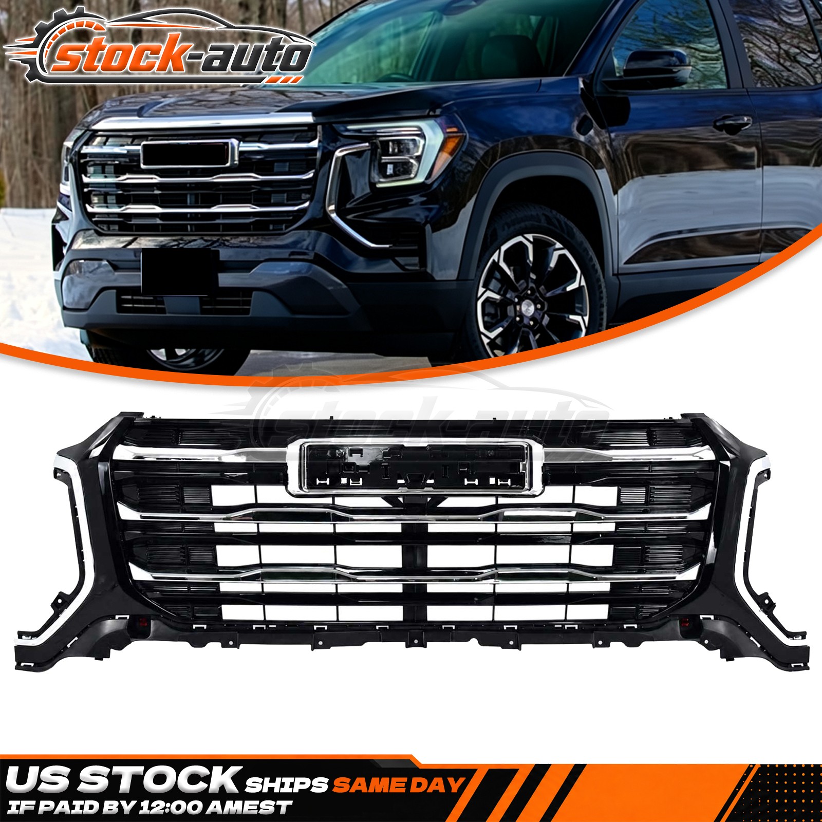 For 2025 2026 Terrain Elevation Front Bumper Grille Black W/Chrome Trim 26436875