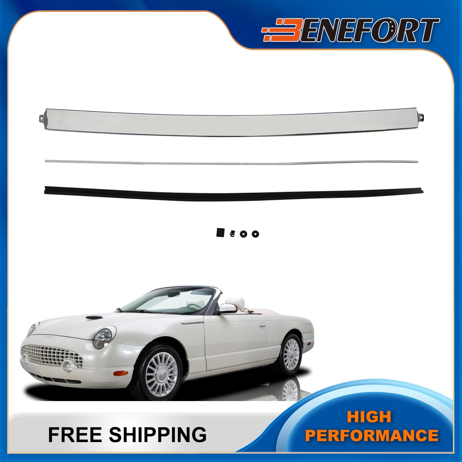 For 2002-2005 Ford Thunderbird Front Upper Windshield Chrome Moulding Trim