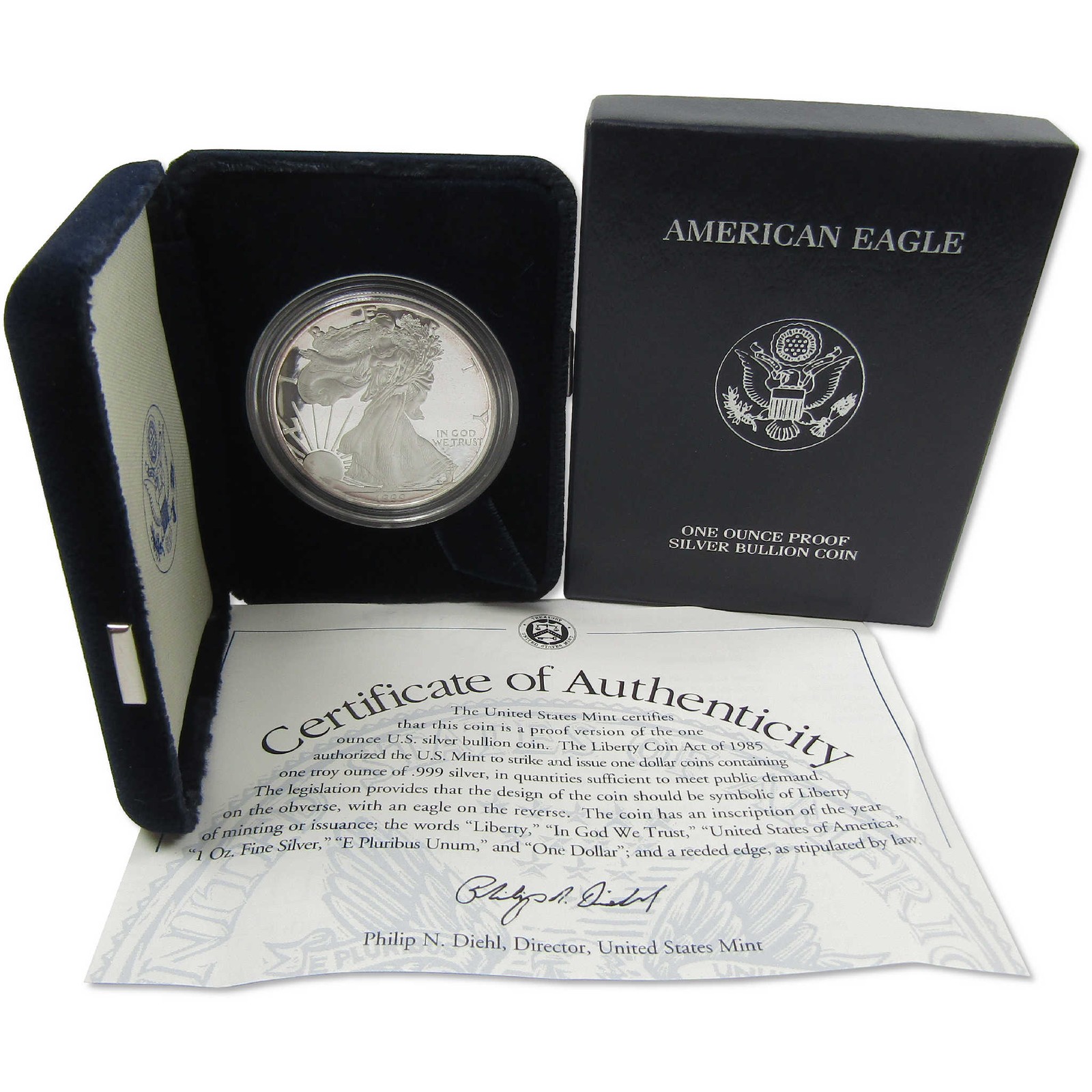 1999 P American Silver Eagle Proof $1 Coin Collectible OGP COA