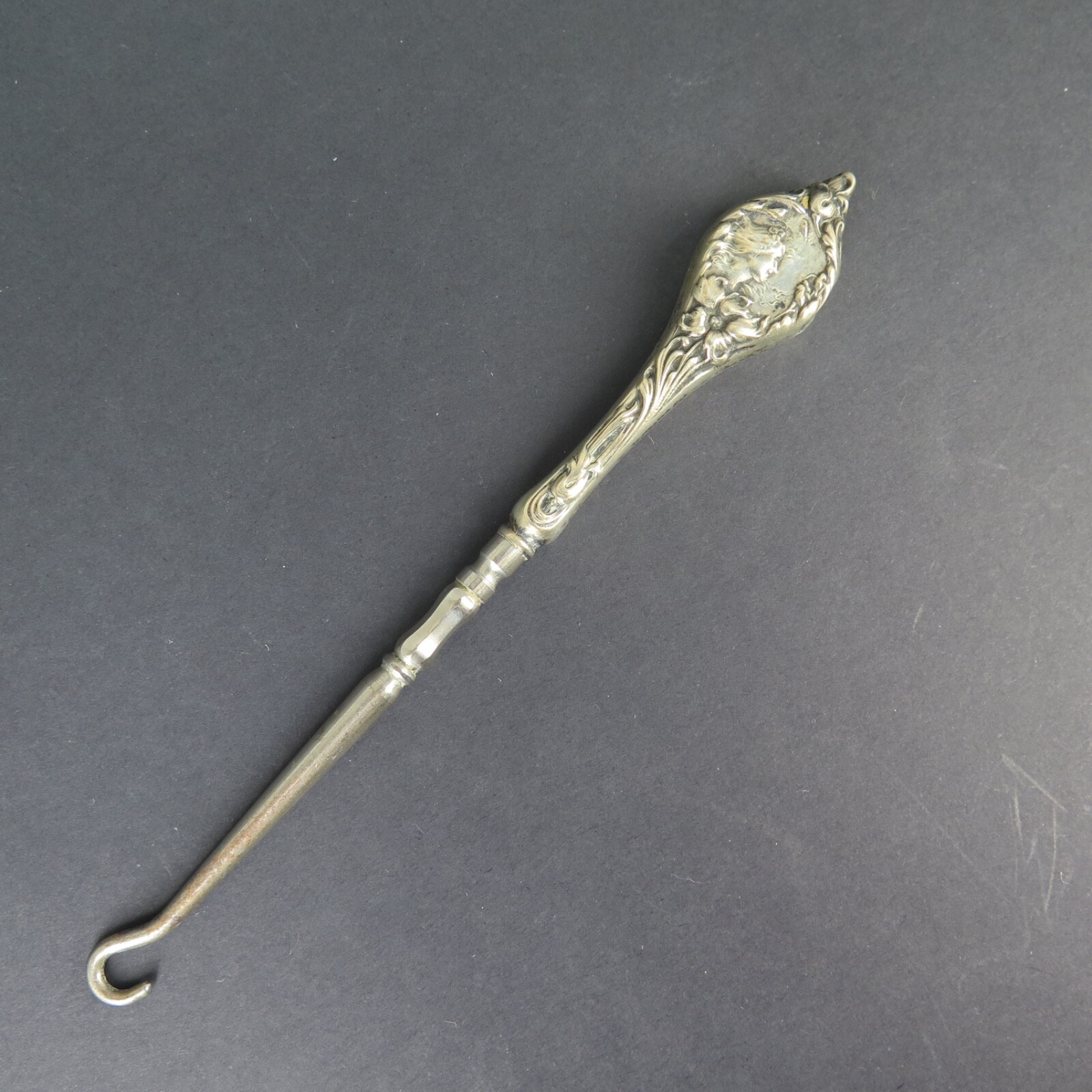 Antique 1880s - 90s Sterling Silver Button Hook by Foster & Bailey, USA Antique 1880s - 90s Sterling Silver Button Hook by Foster & Bailey, USA