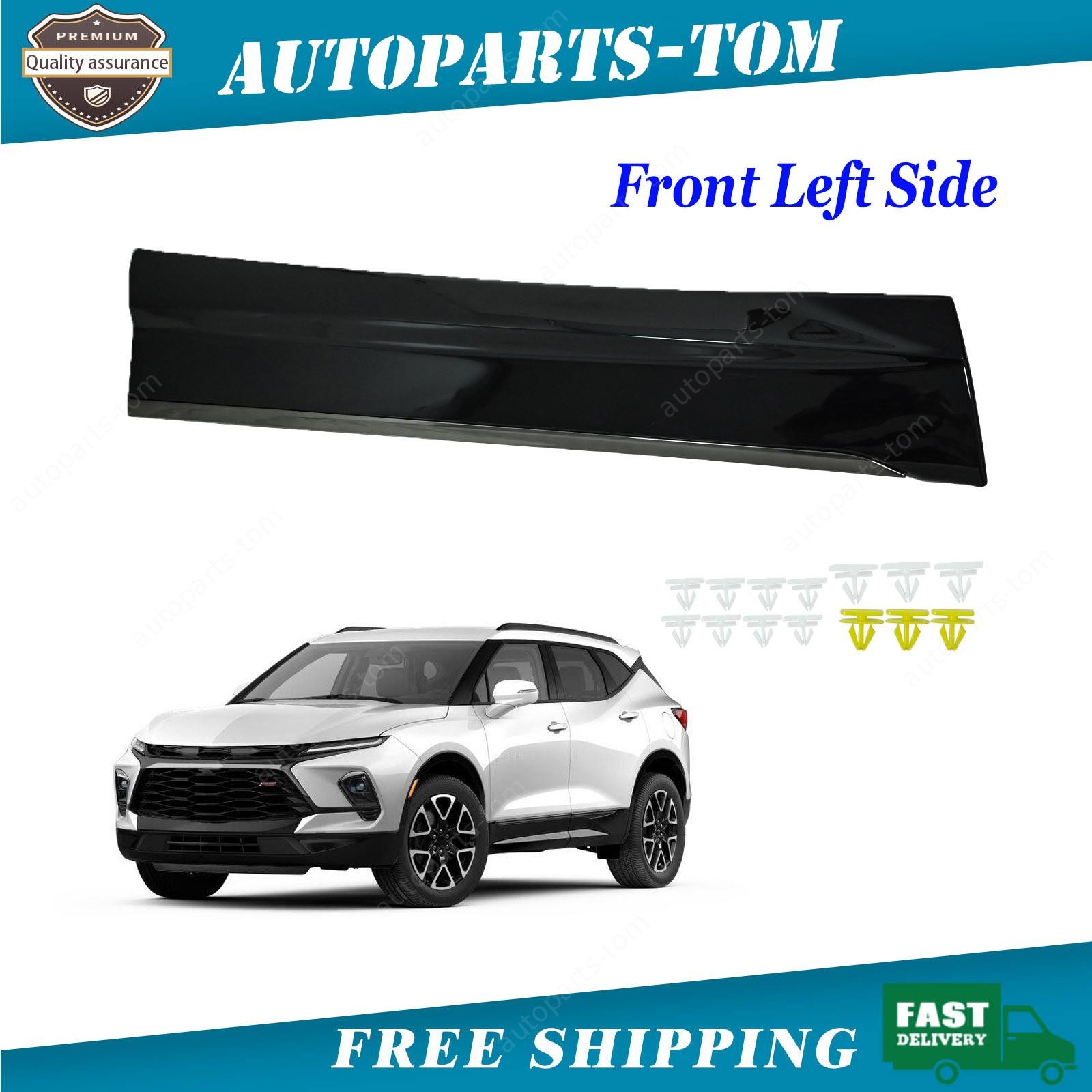 Fits 2019-26 Chevrolet Blazer RS Left Driver Front Door Molding Trim Gloss Black