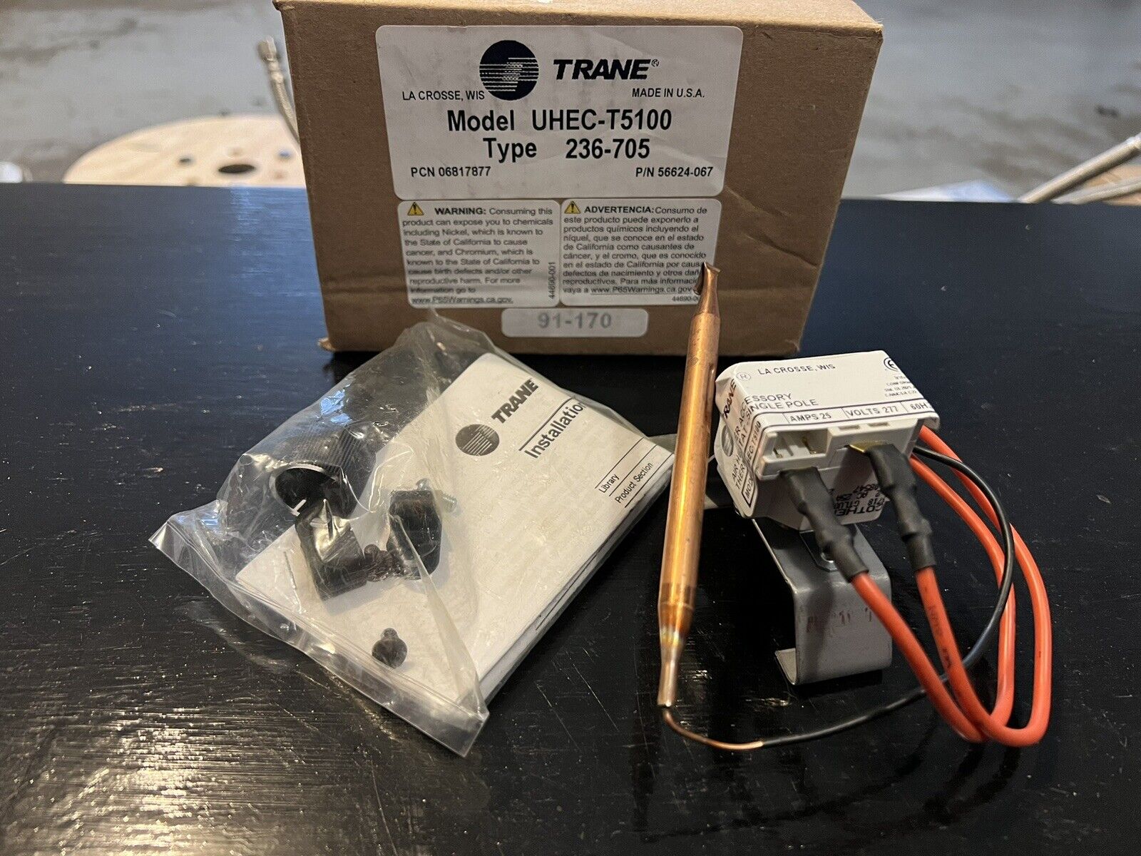 TRANE - UHEC-T5100 - 56624-067 Single Pole Thermostat 236-705 (NEW) 31-242