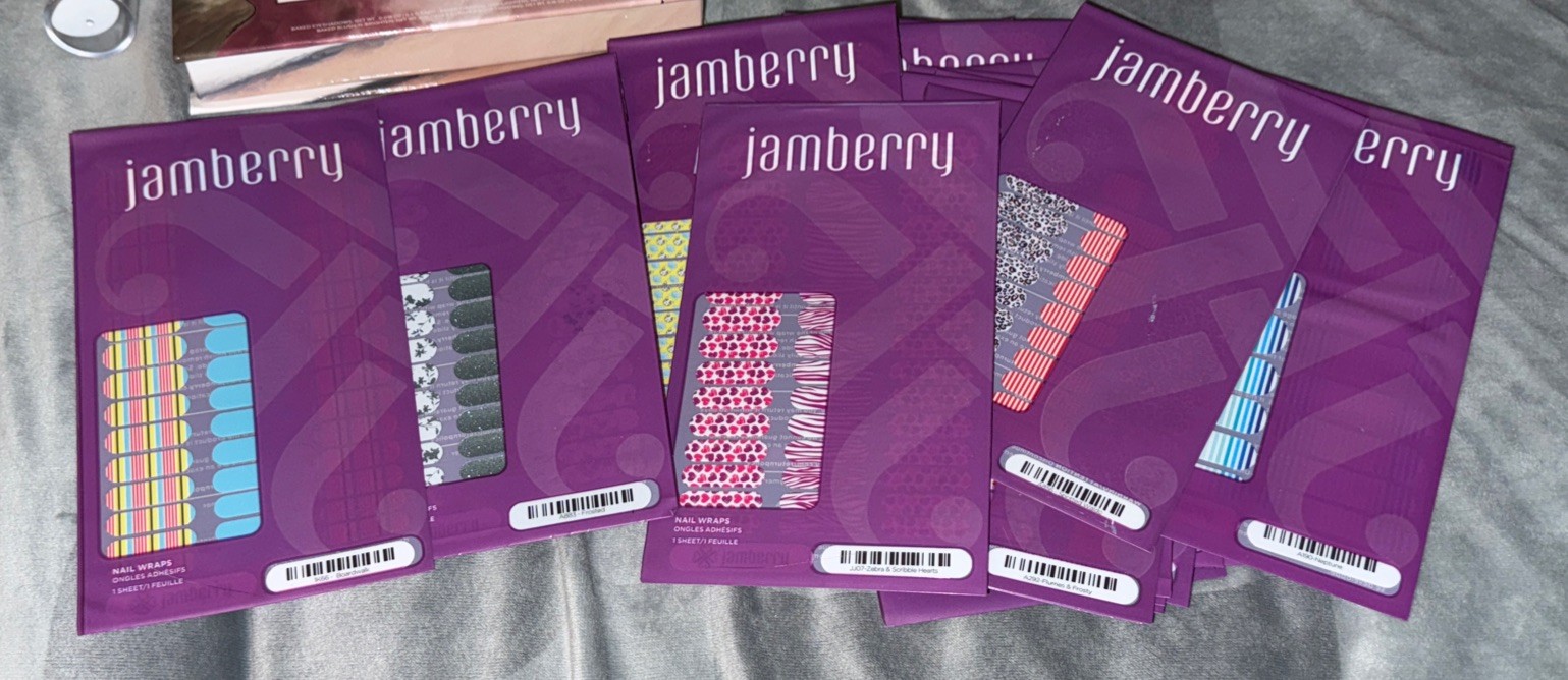 Jamberry Nail Wraps Full Sheet (21) & Some Sheets Used (18) Random Lot of 39