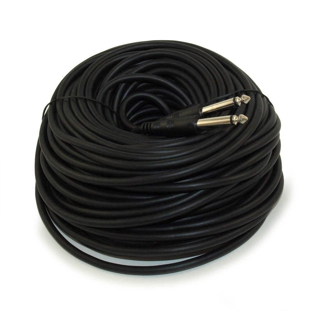 100ft 1/4inch TS Mono Guitar Cable Male to Male 28AWG Nickel Plated Black