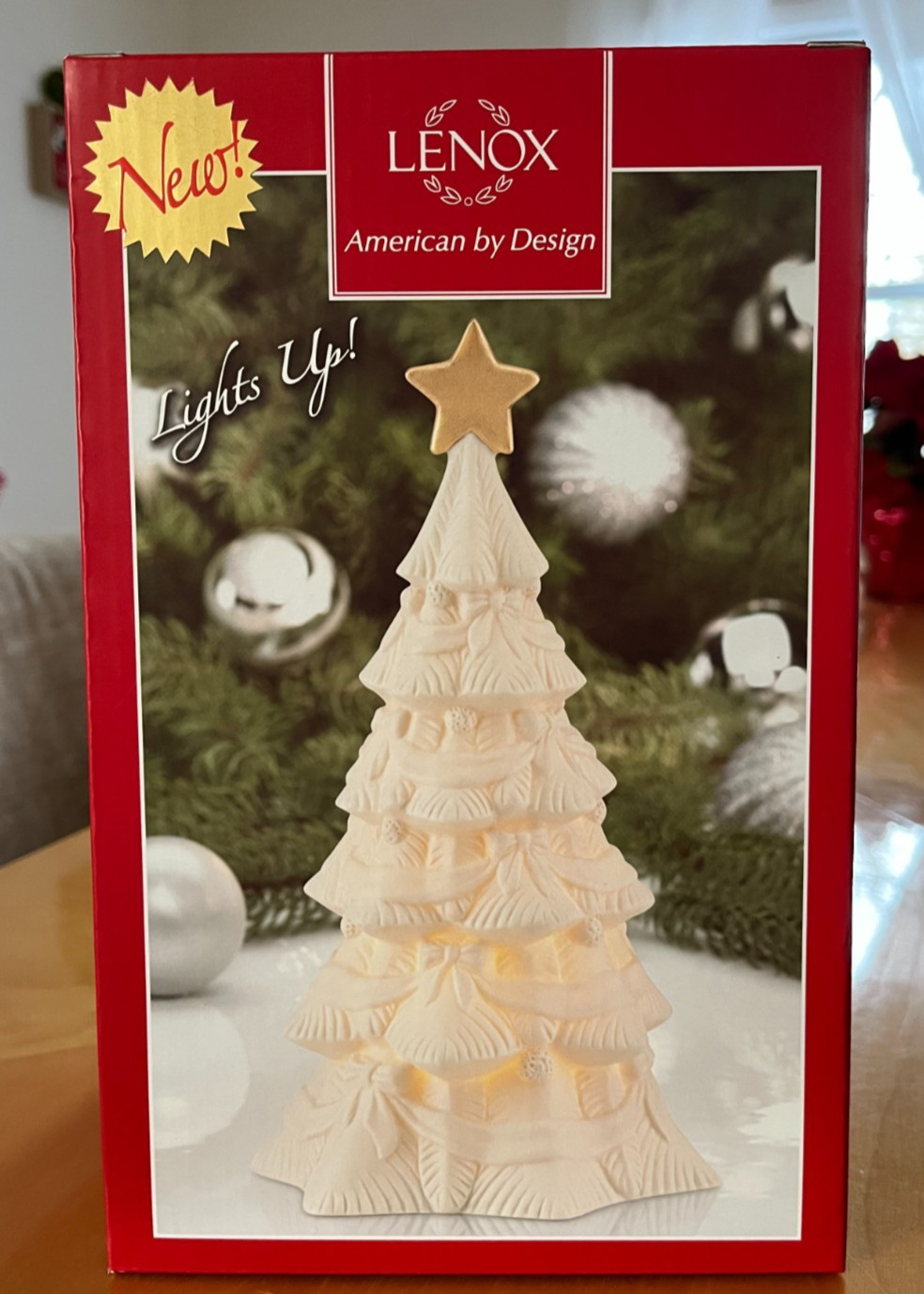 NIB Lenox Christmas Tree Figurine Lights Up Lighted Christmas Holiday Decor NIB Lenox Christmas Tree Figurine Lights Up Lighted Christmas Holiday Decor