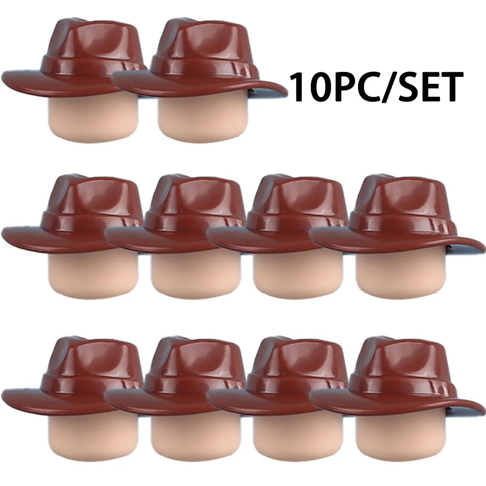 MOC Medieval Viking Helmet Cowboy Hat Elf Hair for LEGO Building Block Set