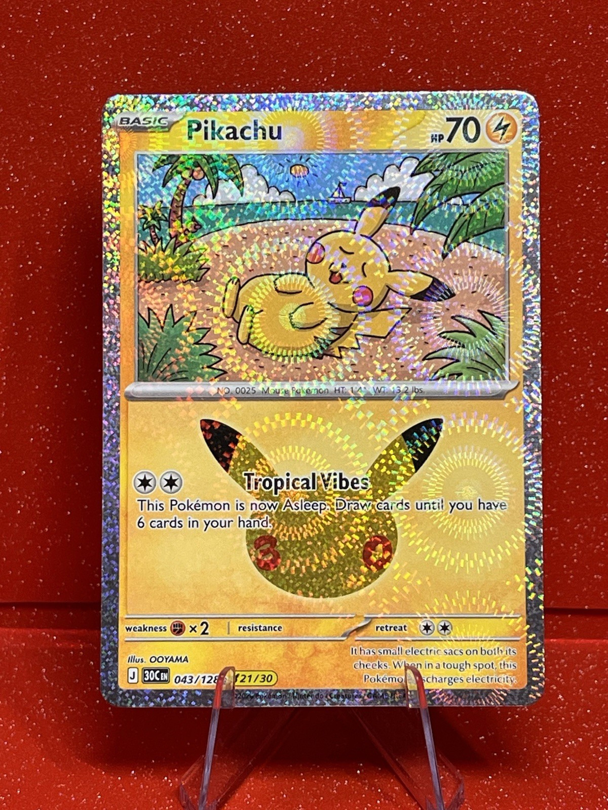 Pikachu 043/128 21/30 30th Celebration Pokemon TCG English Holo 30th Anniversary Pikachu 043/128 21/30 30th Celebration Pokemon TCG English Holo 30th Anniversary