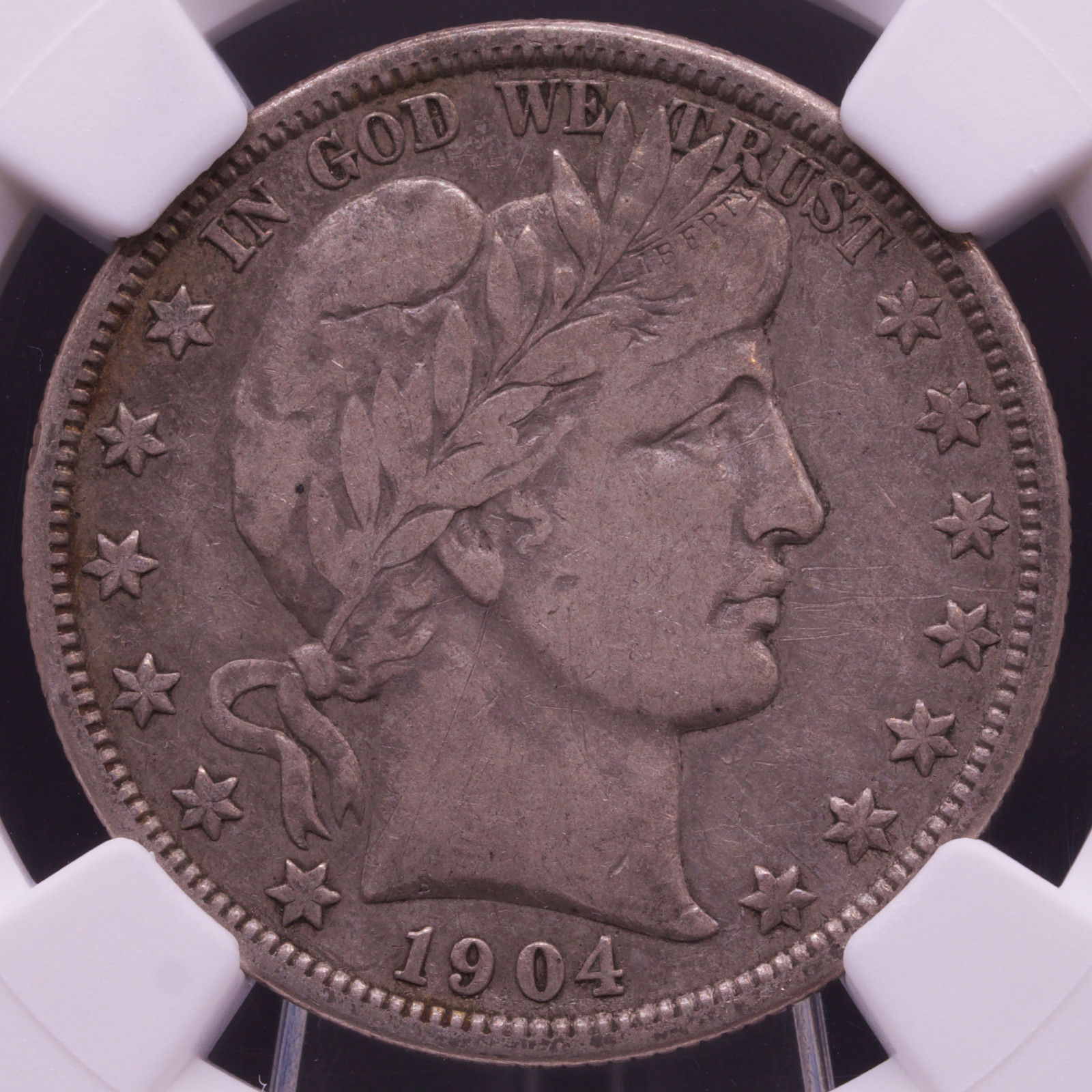 1904-O Barber Half Dollar 50C NGC VF25 — Scarce New Orleans Semi-Key Date