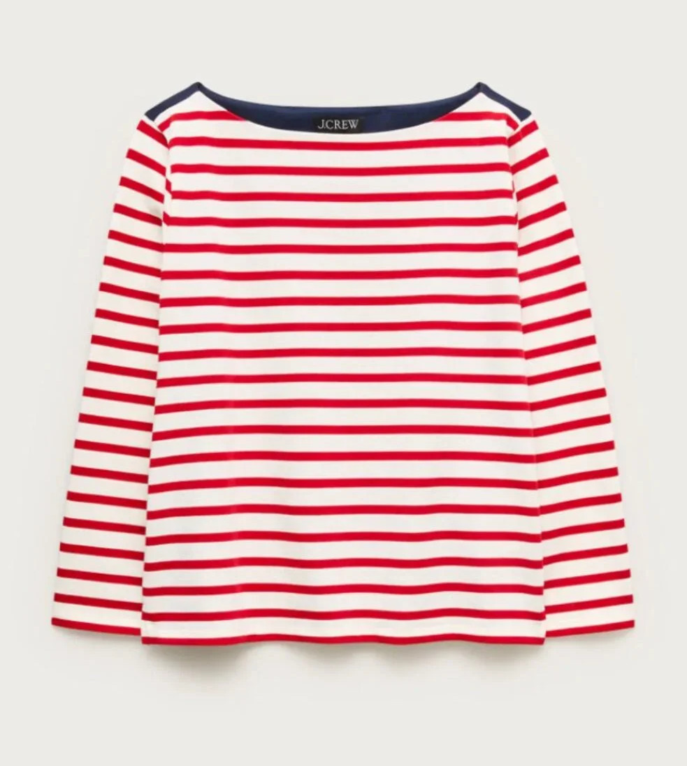 NWT J.Crew Boatneck T-shirt in Striped Heavyweight Cotton, Sz XS