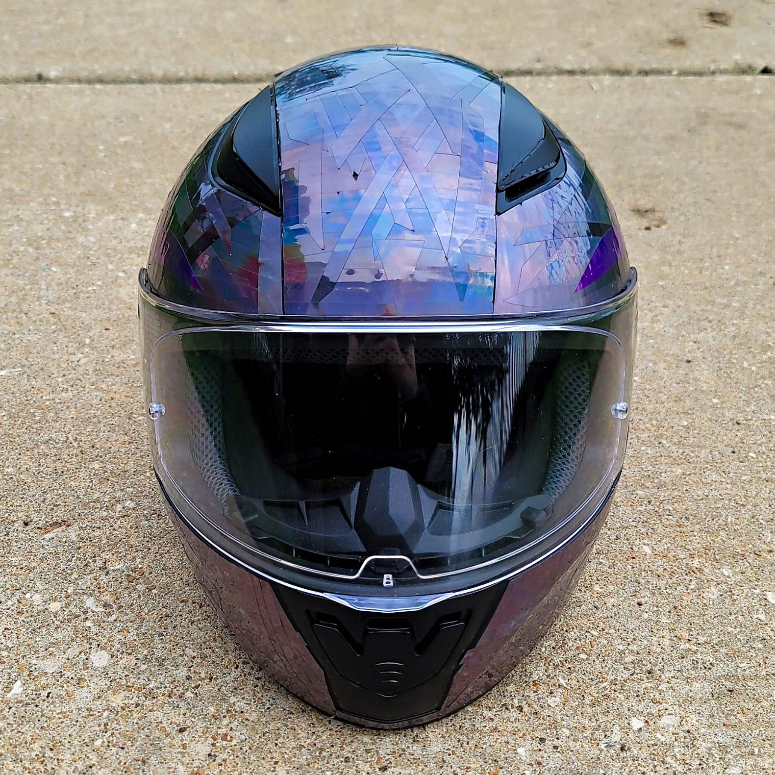 LS2 Rapid 2 Motorcycle Helmet New Custom Halotape Black XL LS2 Rapid 2 Motorcycle Helmet New Custom Halotape Black XL
