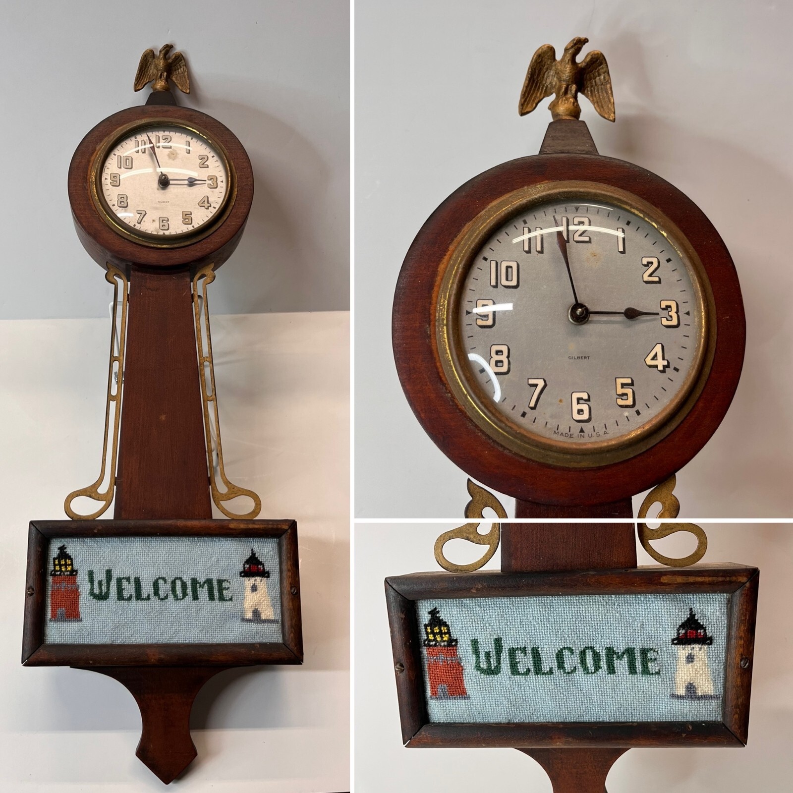 Antique Gilbert Model B Banjo Clock Late Early 20th With Antique Gilbert Model B Banjo Clock Late Early 20th With