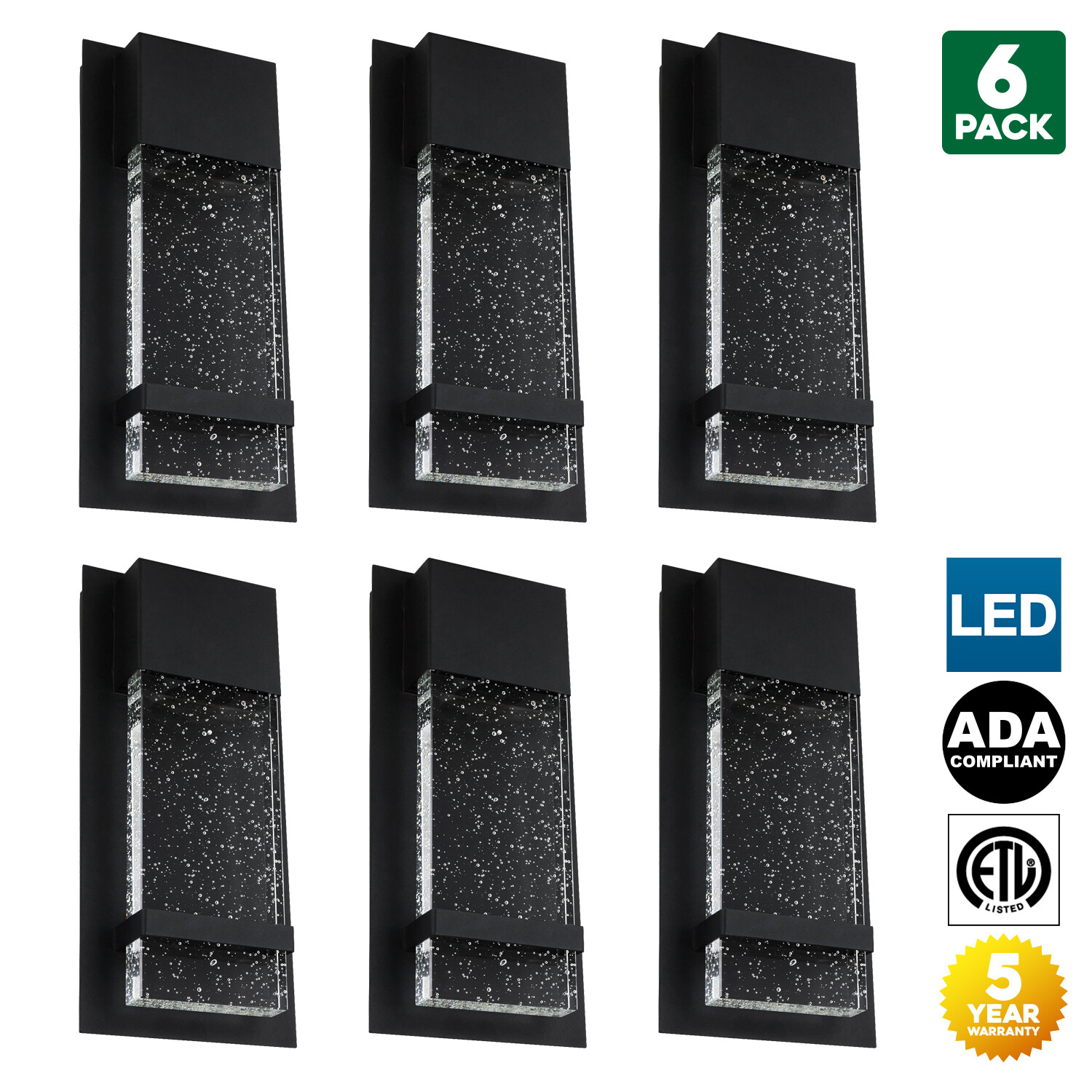 6 Pack Sunlite LED Raindrop Wall Sconce, 6.5\