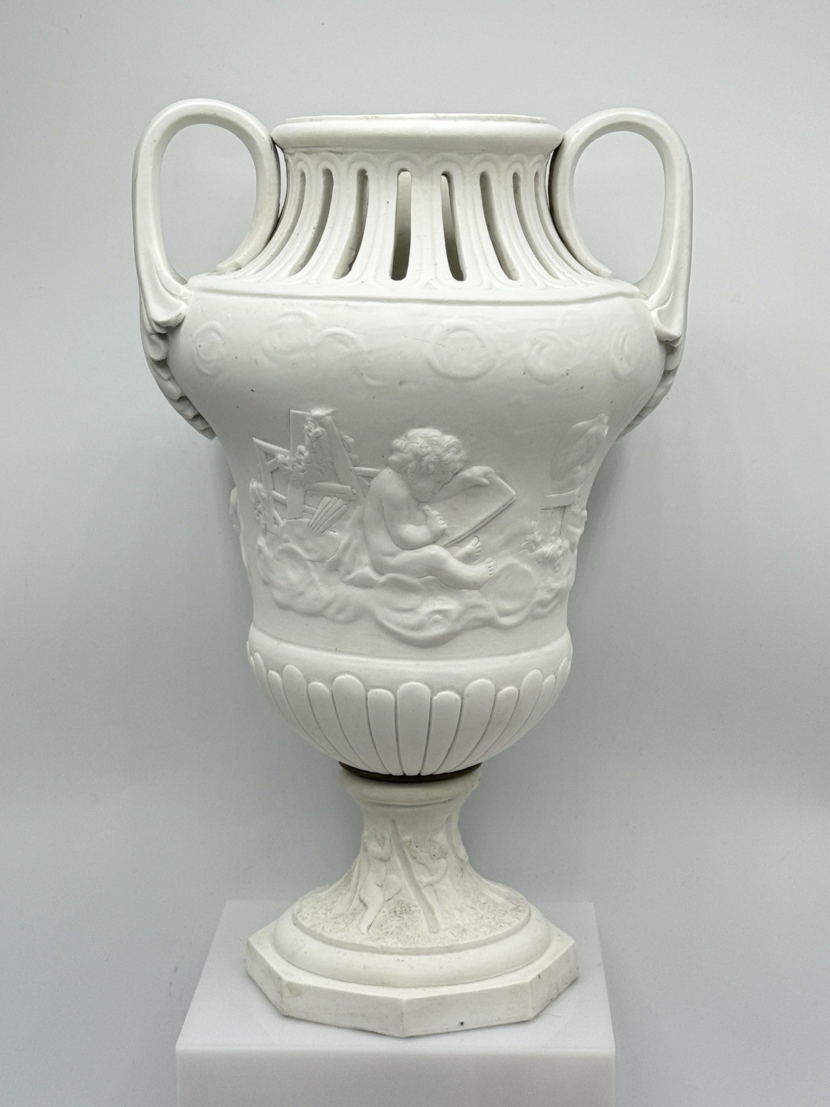 Sevres or Sevres Style Bisque Vase 19th Century White Sevres or Sevres Style Bisque Vase 19th Century White