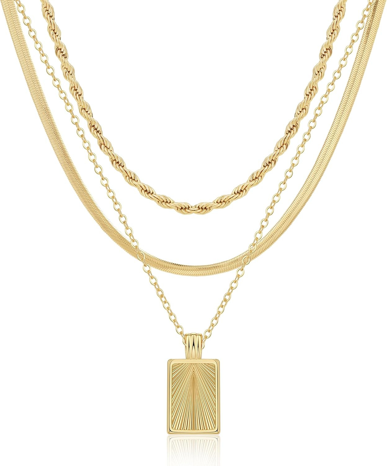 Layered Gold Silver Necklaces for Women, Stackable Stack 14K Real Gold Plated Layered Gold Silver Necklaces for Women, Stackable Stack 14K Real Gold Plated