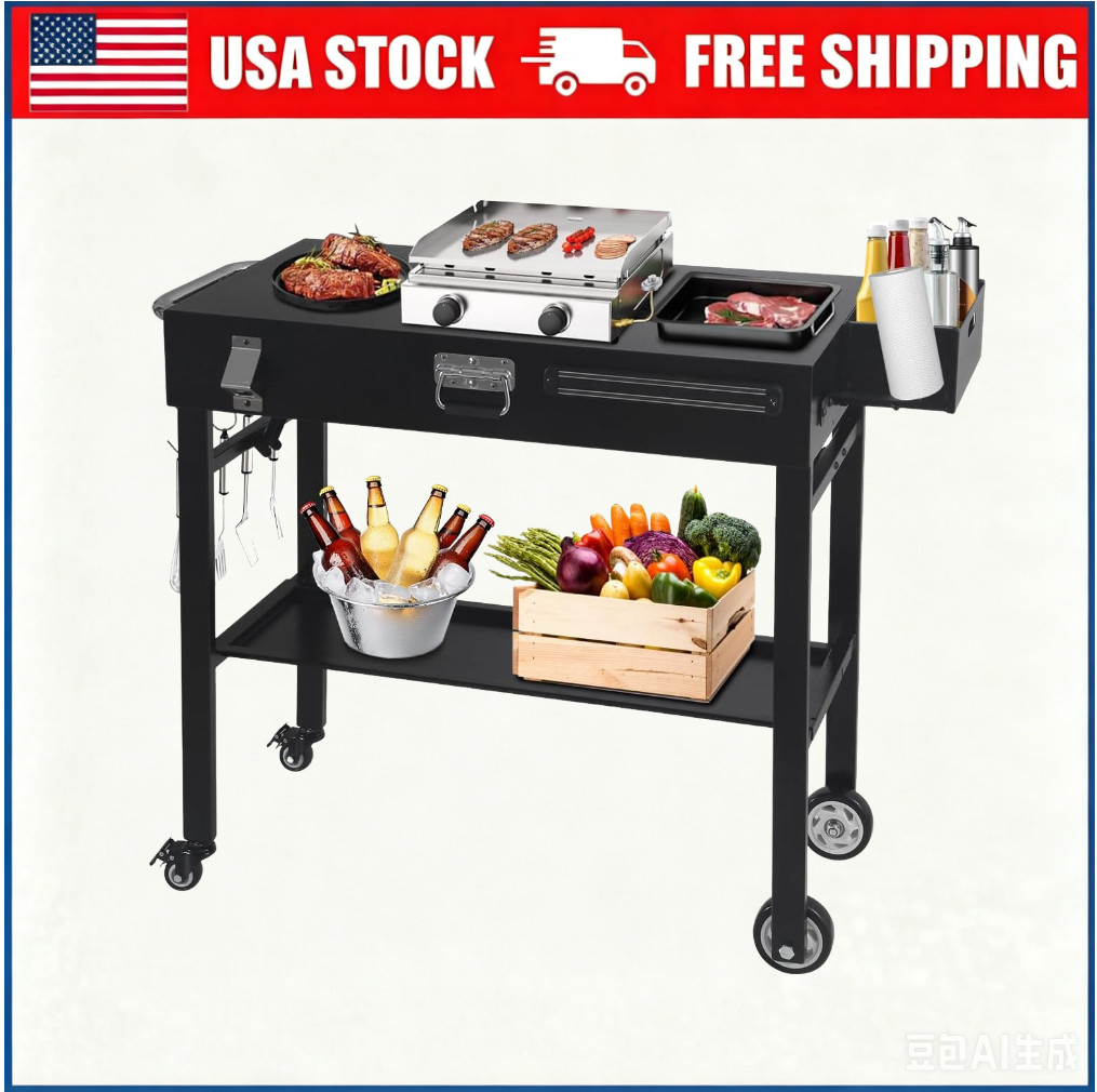 Outdoor Grill Cart - Foldable Grill Table, Blackstone Griddle Stand for 17\ Outdoor Grill Cart - Foldable Grill Table, Blackstone Griddle Stand for 17\