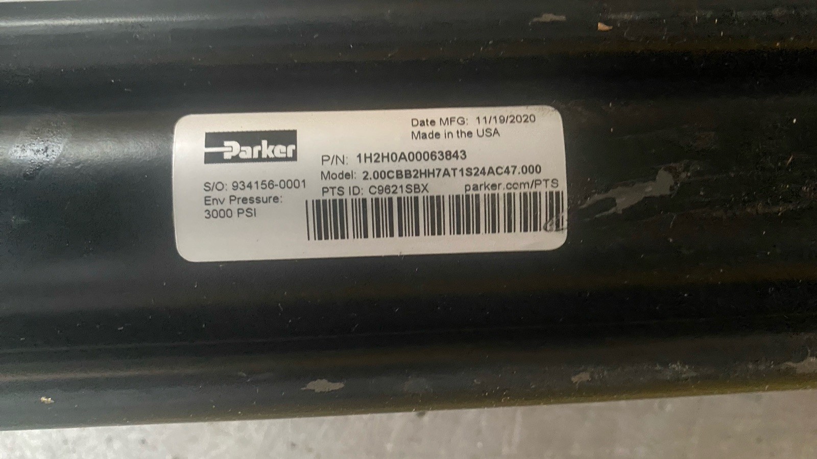 PARKER 2.00CBB2HH7AT1S24AC47.000 HYDRAULIC CYLINDER 3000PSI P/N 1H2H0A00063843 PARKER 2.00CBB2HH7AT1S24AC47.000 HYDRAULIC CYLINDER 3000PSI P/N 1H2H0A00063843