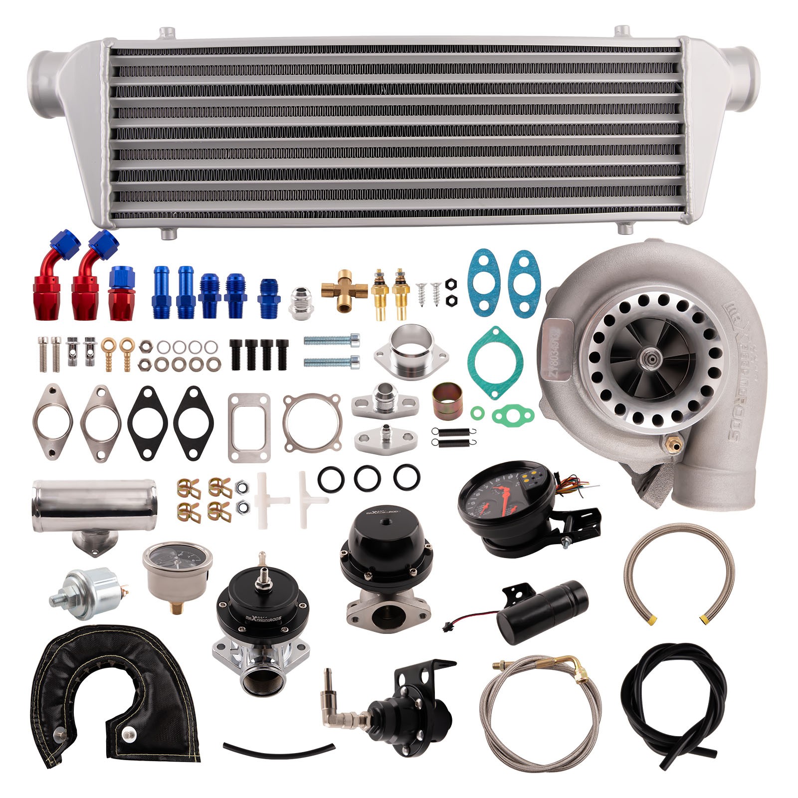 GT3582 Turbo T3 AR.70/63 Turbocharge Kit Wastegate BOV Intercooler Oil Lines GT3582 Turbo T3 AR.70/63 Turbocharge Kit Wastegate BOV Intercooler Oil Lines