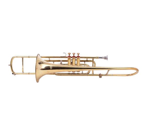 BRASS FINISH Bb FLAT-VALVE TRUMBONE-FREE HARD/CASE+TROMBONE CHRISTMAS SALE.