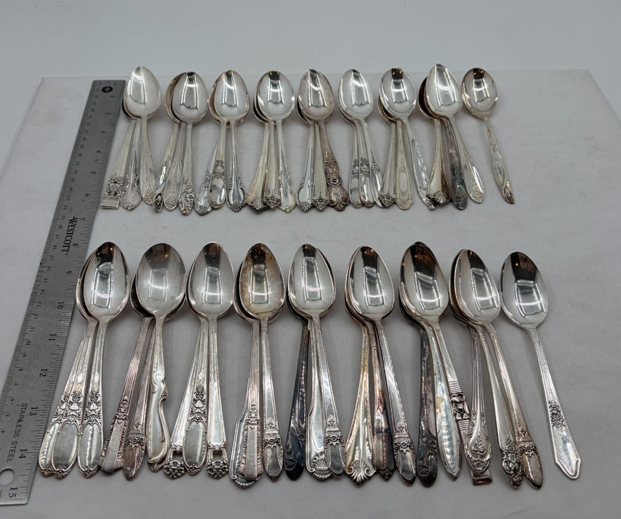 Lot of 50 Assorted Vintage Silverplate Teaspoons - Lot#353