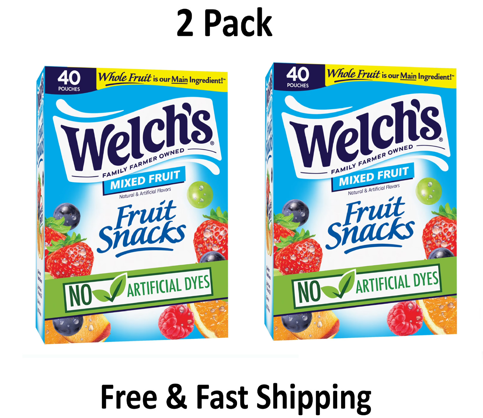 Welch\'s, Made With Real Fruit Fruit Snacks, Mixed Fruit, 0.8 oz, 40 Count ( 2pk) Welch\'s, Made With Real Fruit Fruit Snacks, Mixed Fruit, 0.8 oz, 40 Count ( 2pk)