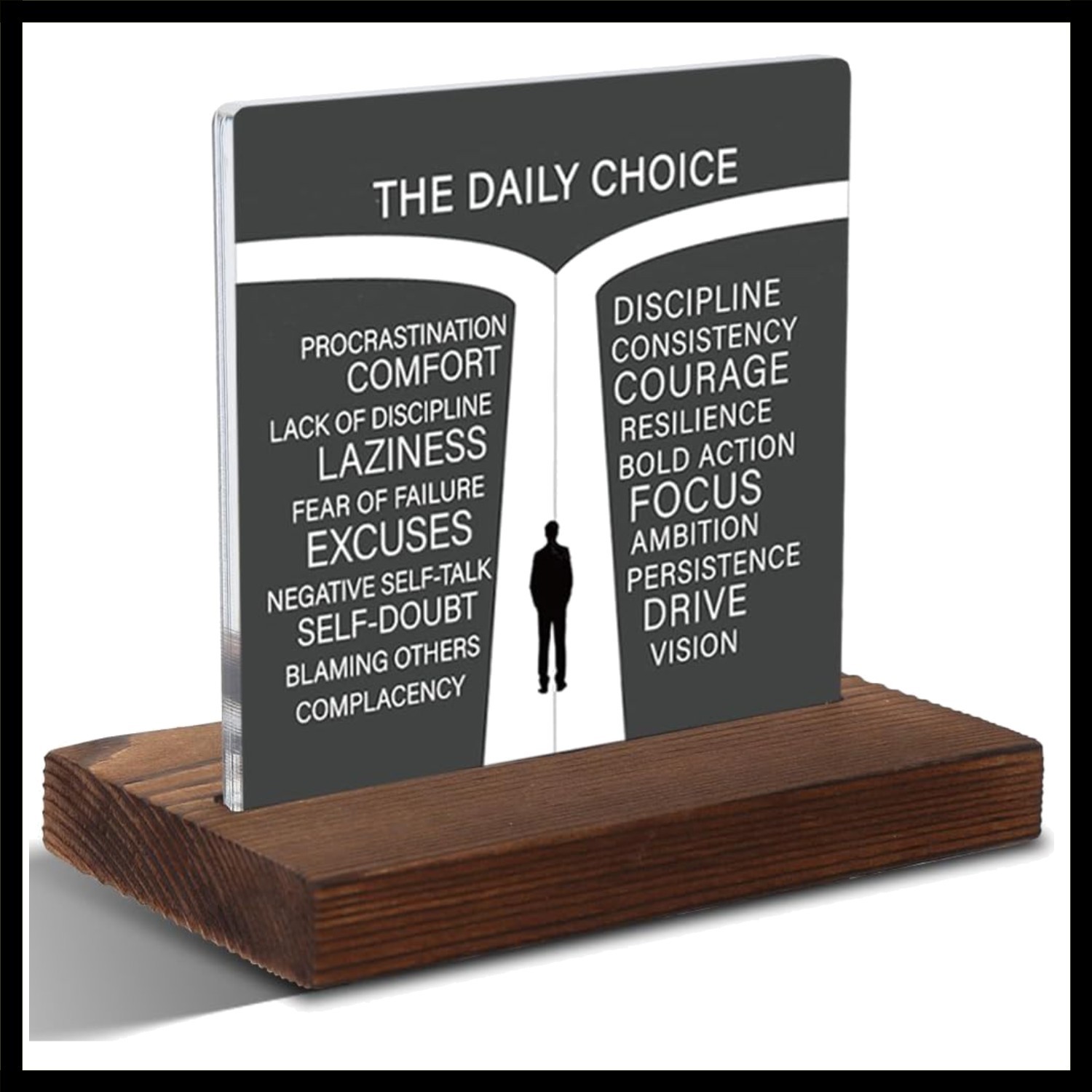 Motivational Desk Plaque - Discipline vs Excuses Inspirational Wall Art for O...