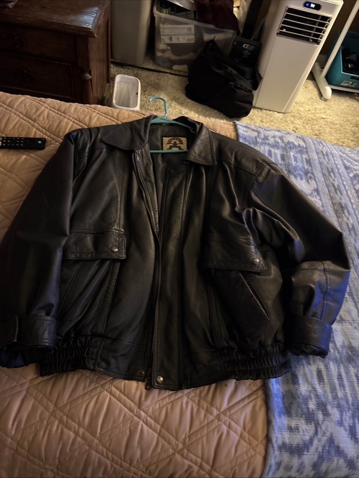 Vintage Phase 2 Leather Jacket Black Bomber Genuine Leather Mens XL Vintage Phase 2 Leather Jacket Black Bomber Genuine Leather Mens XL