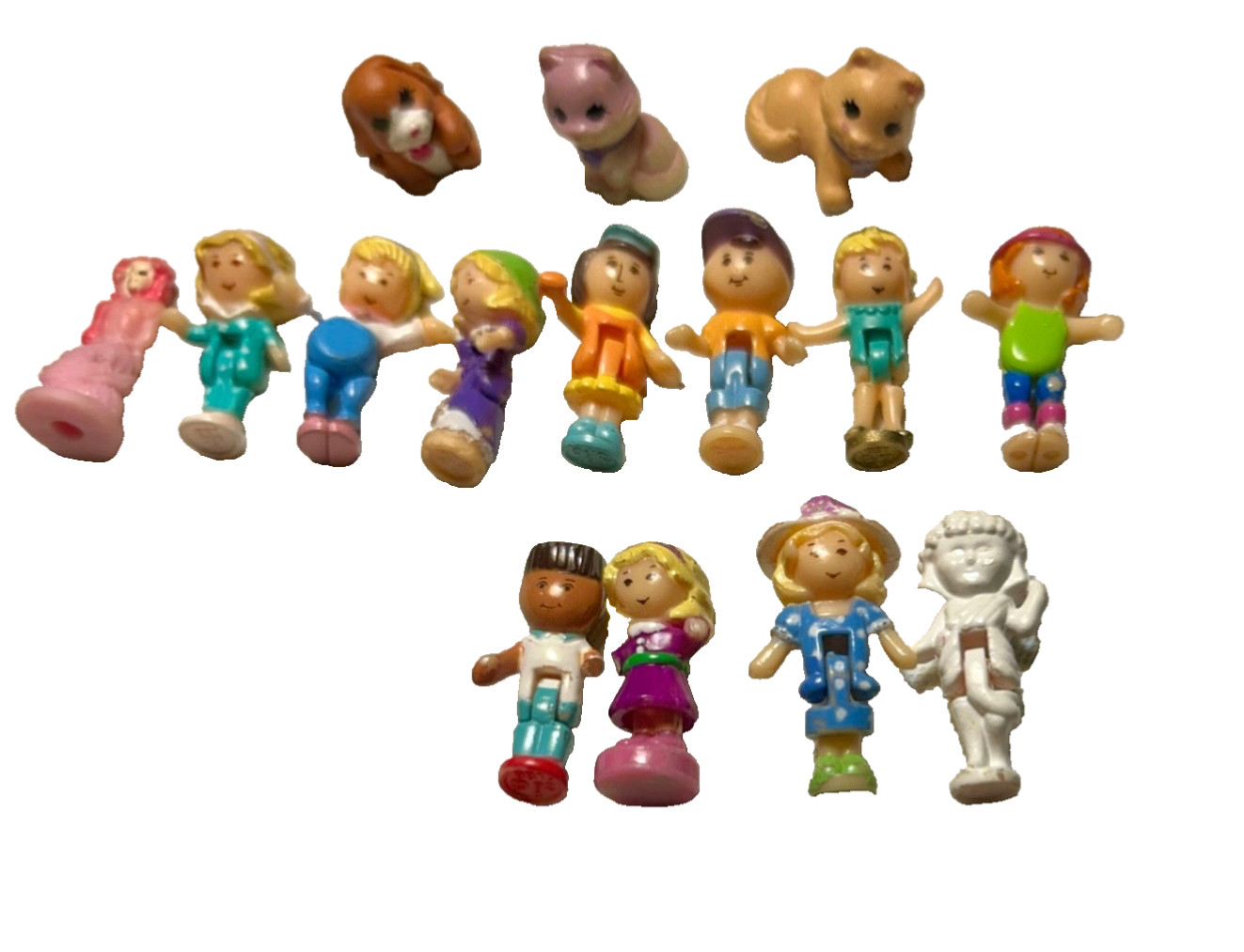 Polly Pocket Vintage Bluebird Dolls Figures People Lot Of 12 Dolls & 3 Pets READ Polly Pocket Vintage Bluebird Dolls Figures People Lot Of 12 Dolls & 3 Pets READ