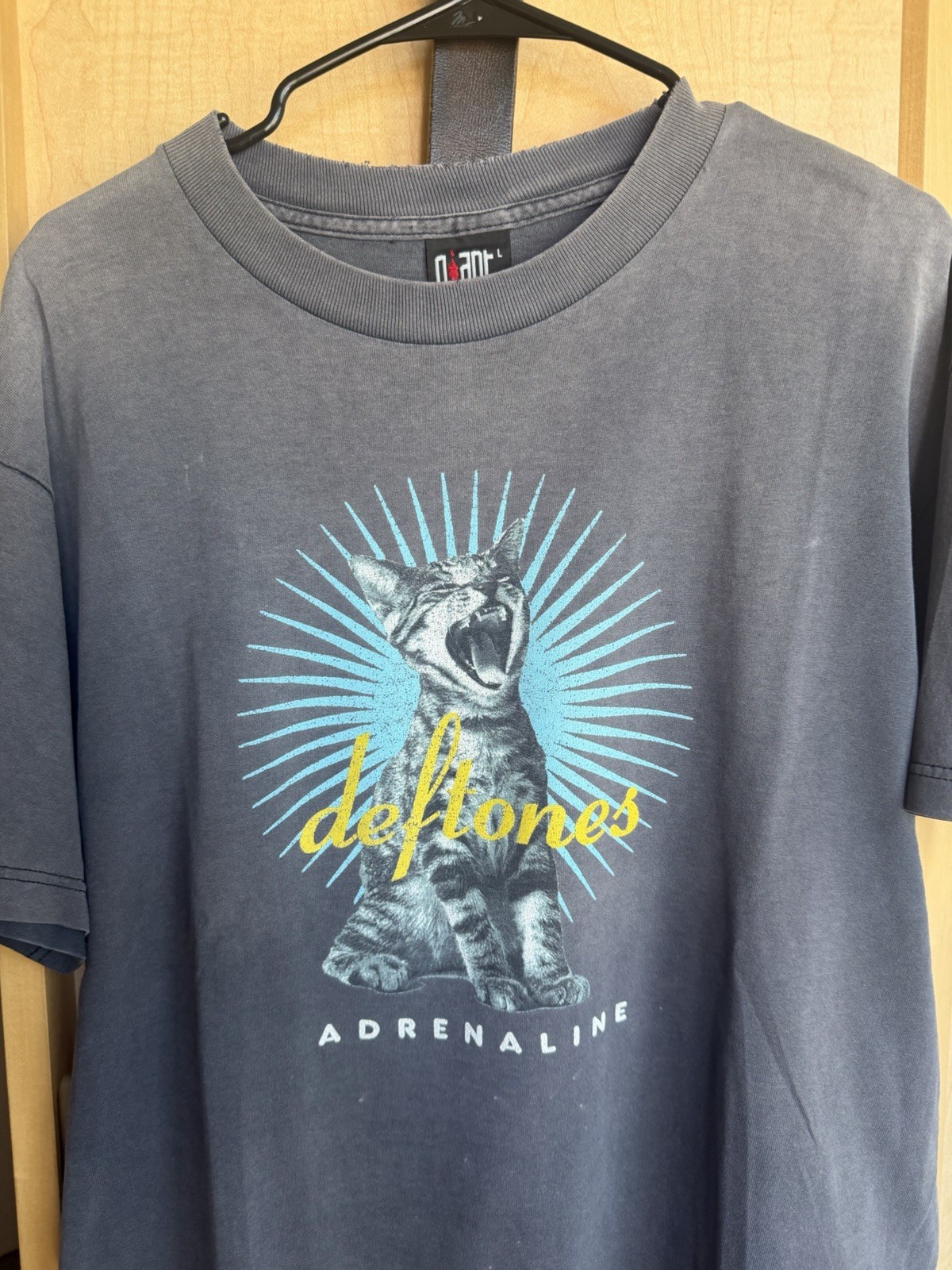 Vintage Deftones Adrenaline Cat Graphic Tee Giant Tag Faded and Distressed
