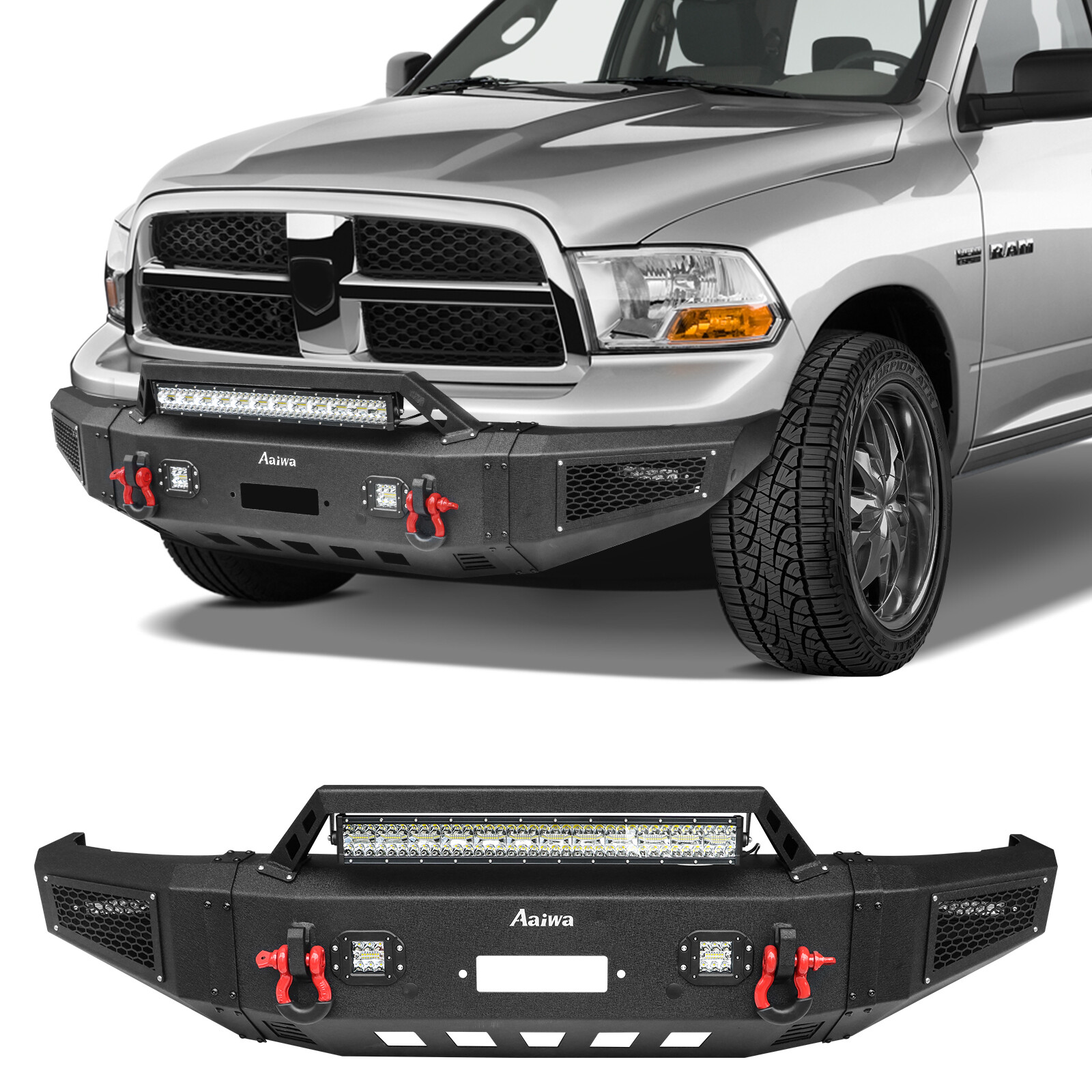 For 1994-2001 Dodge Ram 1500&1994-2002 Ram 2500/3500 Front Rear Bumper w /Lights