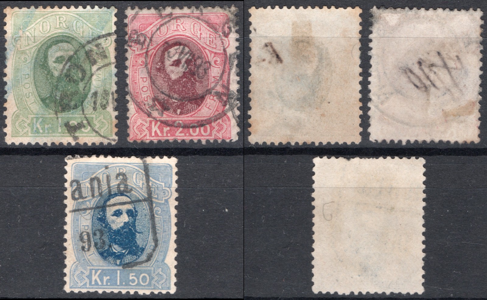 B12-1 Norway 1878, NK 32-34 nicely canc., King Oscar, MI 32-34, Sc 32-34