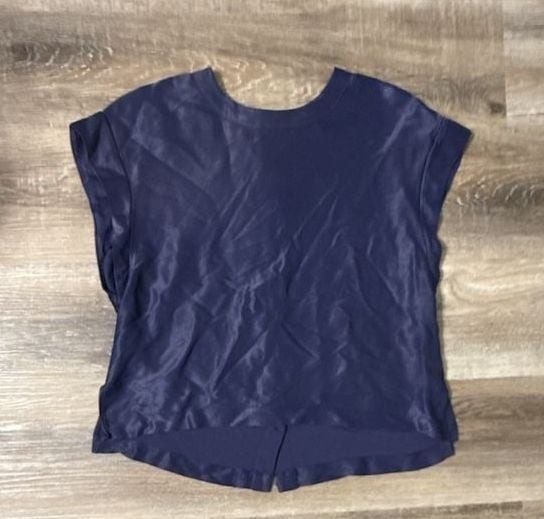 Mae by Anthropologie Blouse Size X-Small Blue Satin Cap Sleeve Top Mae by Anthropologie Blouse Size X-Small Blue Satin Cap Sleeve Top