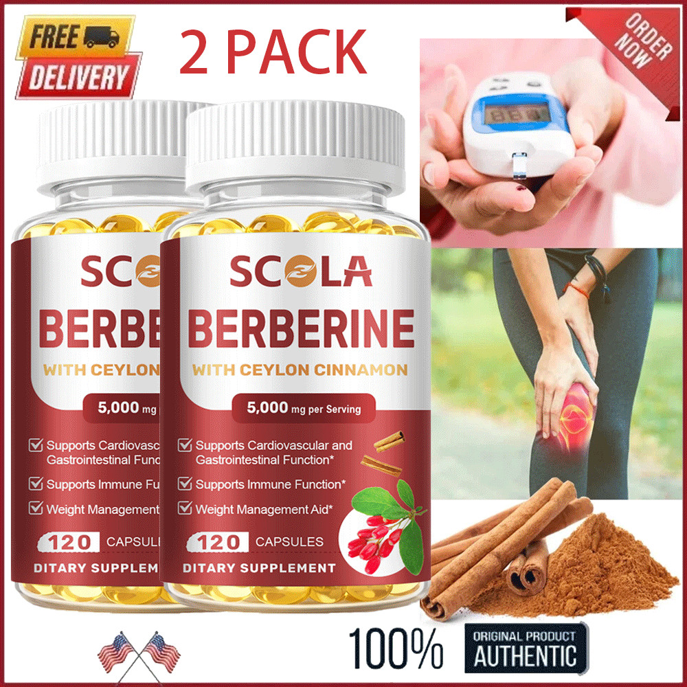 Premium Berberine HCL 5000mg Plus Organic Ceylon Cinnamon - 240 Capsules