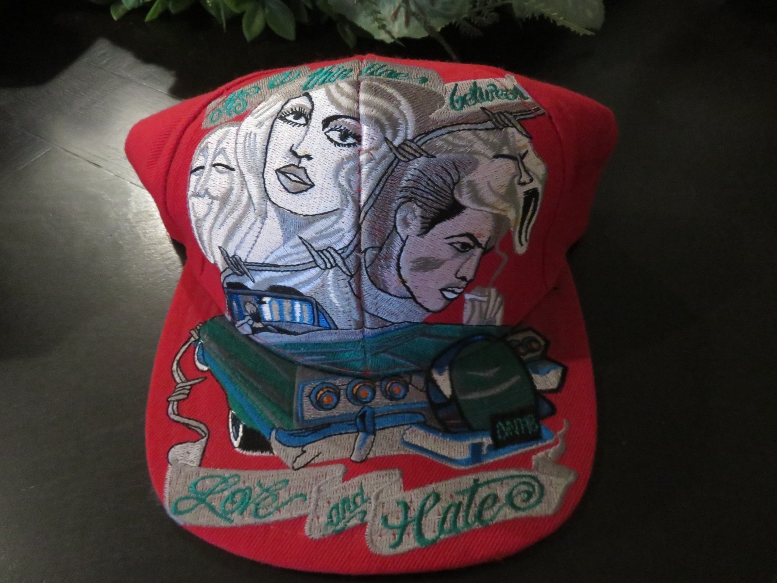 Vintage NWOT Old Stock Never Worn Love and Hate Red Low Rider hat Ballcap