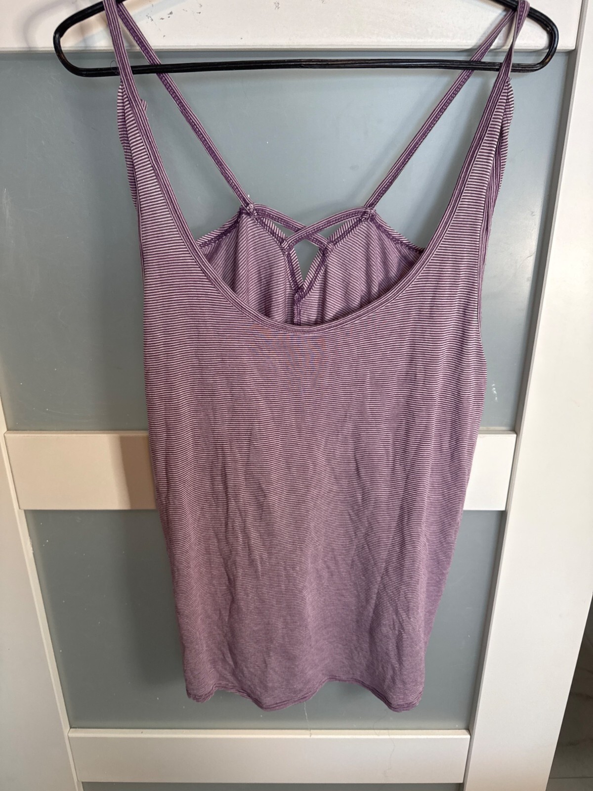 Womens Purple Striped Tank Top Balance Collection L Polyester/Rayon Blend  44-54