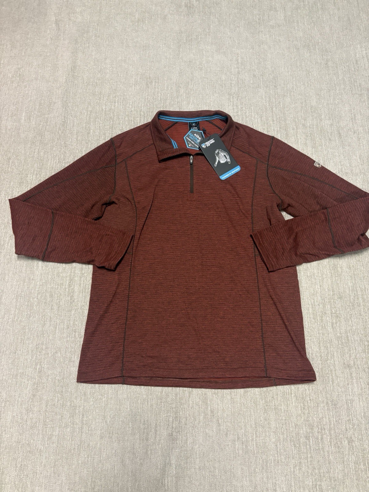NEW Kuhl Mens Medium Reactiv Lite Grid 1/4 Zip Pullover Rustic Brick Red NWT NEW Kuhl Mens Medium Reactiv Lite Grid 1/4 Zip Pullover Rustic Brick Red NWT
