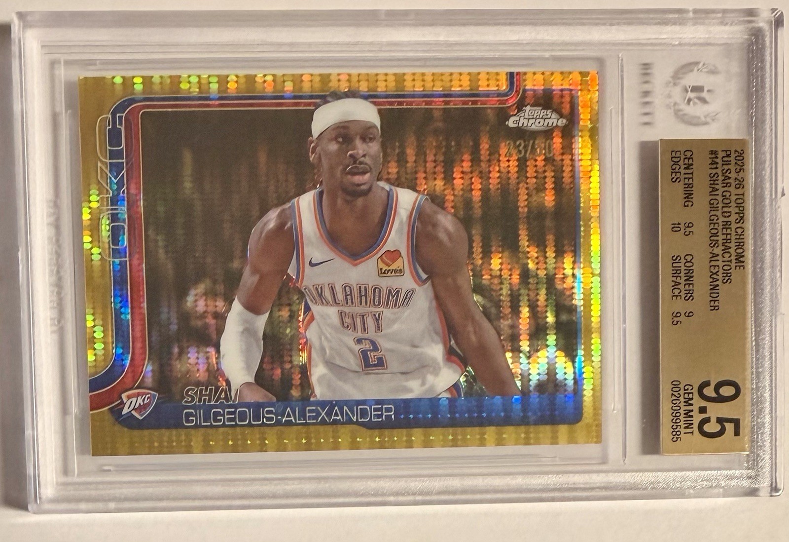 BGS 9.5 2025-26 Topps Chrome #141 Shai Gilgeous-Alexander Pulsar Gold 23/50 BGS 9.5 2025-26 Topps Chrome #141 Shai Gilgeous-Alexander Pulsar Gold 23/50