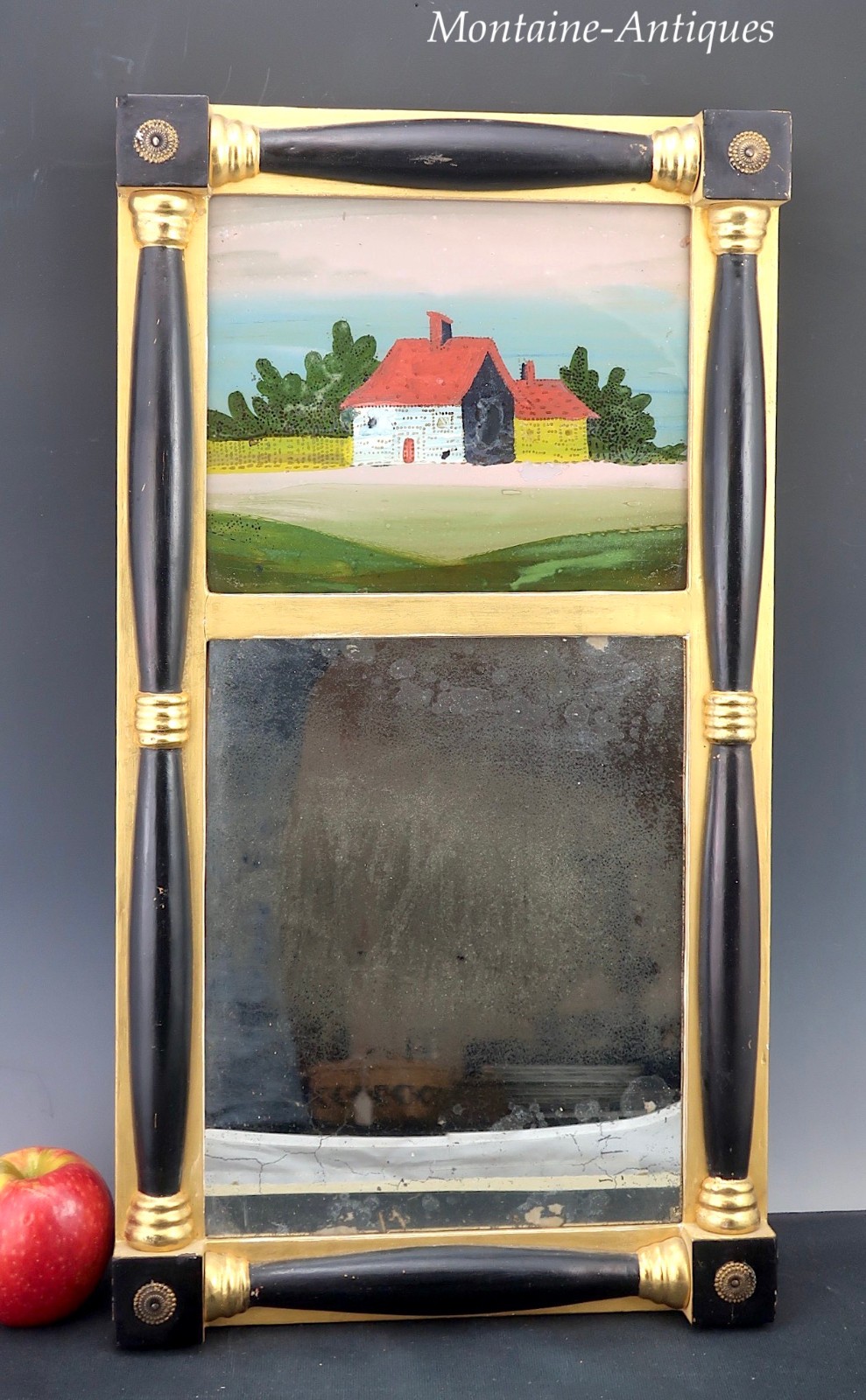 Small American Federal Mirror W/ Reverse Glass circa 1835 Small American Federal Mirror W/ Reverse Glass circa 1835