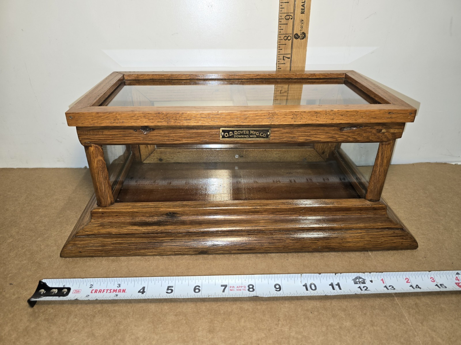 RARE O.D. Royer Mfg Co Oak Counter Top Mercantile Display Case Glass Door/Sides