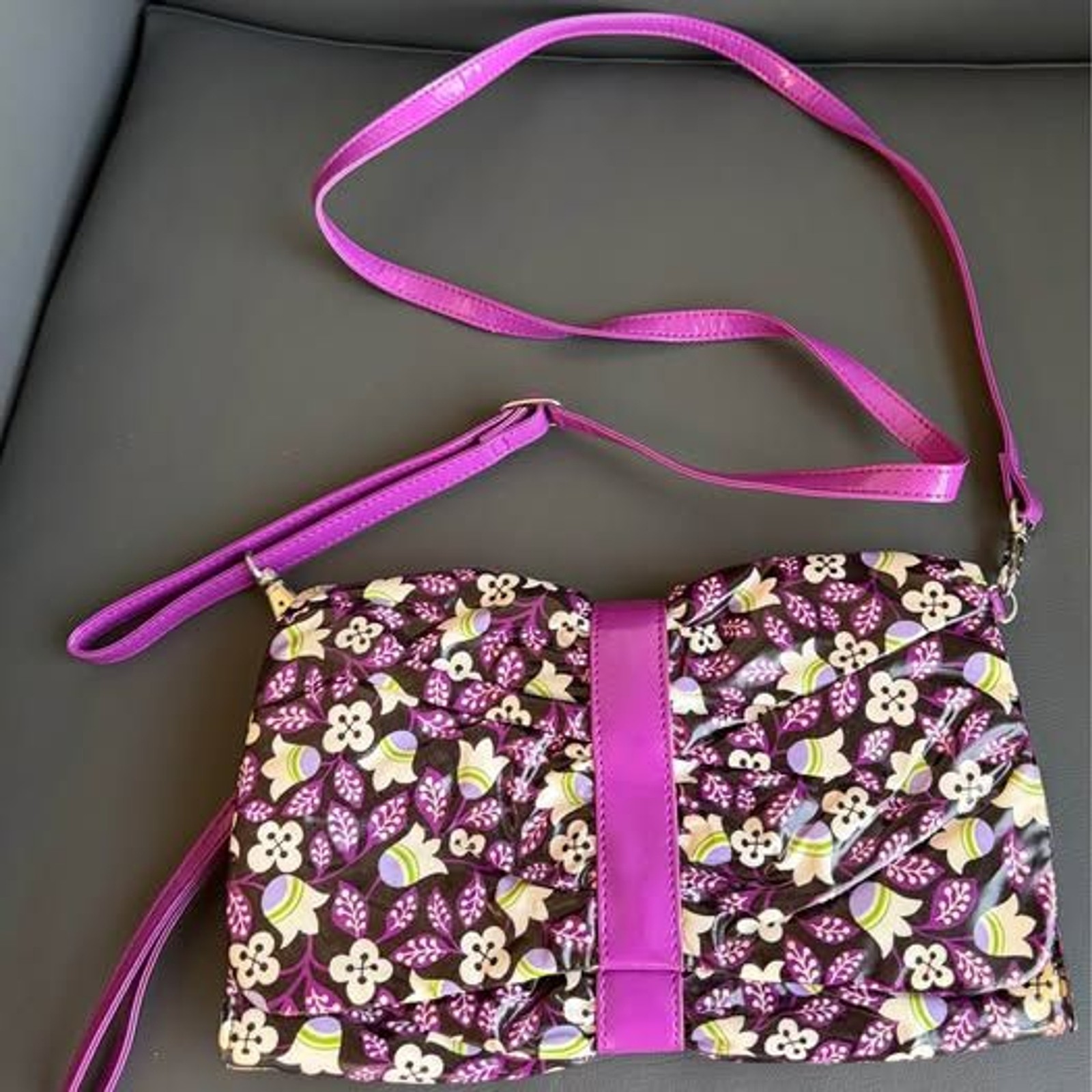 Vera Bradley Frill Concert Clutch Crossbody Bag in Plum Petals 2012