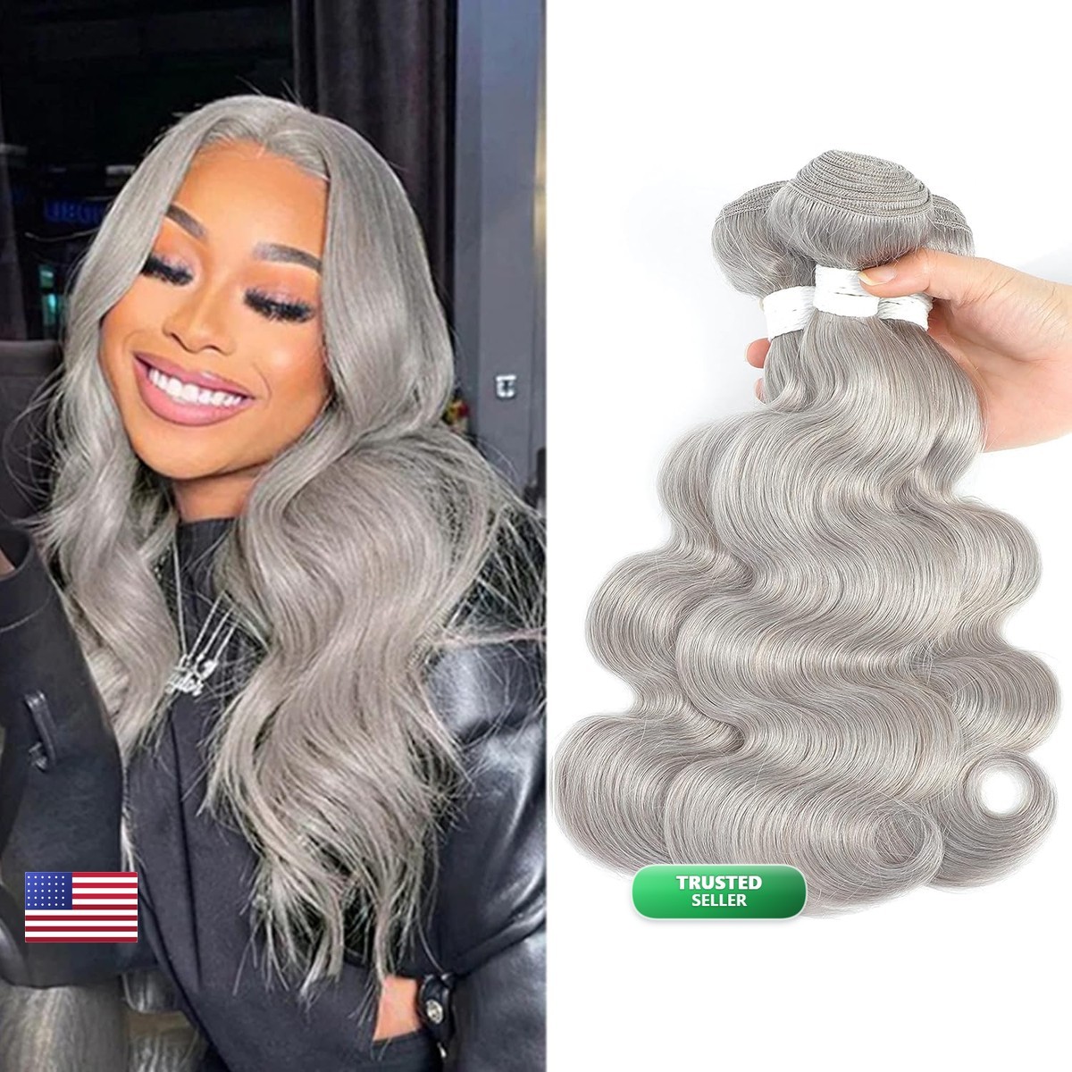 Aikebi Human Hair Bundles 24-28 Inch Body Wave Sliver Grey 300g 11A Unprocessed Aikebi Human Hair Bundles 24-28 Inch Body Wave Sliver Grey 300g 11A Unprocessed