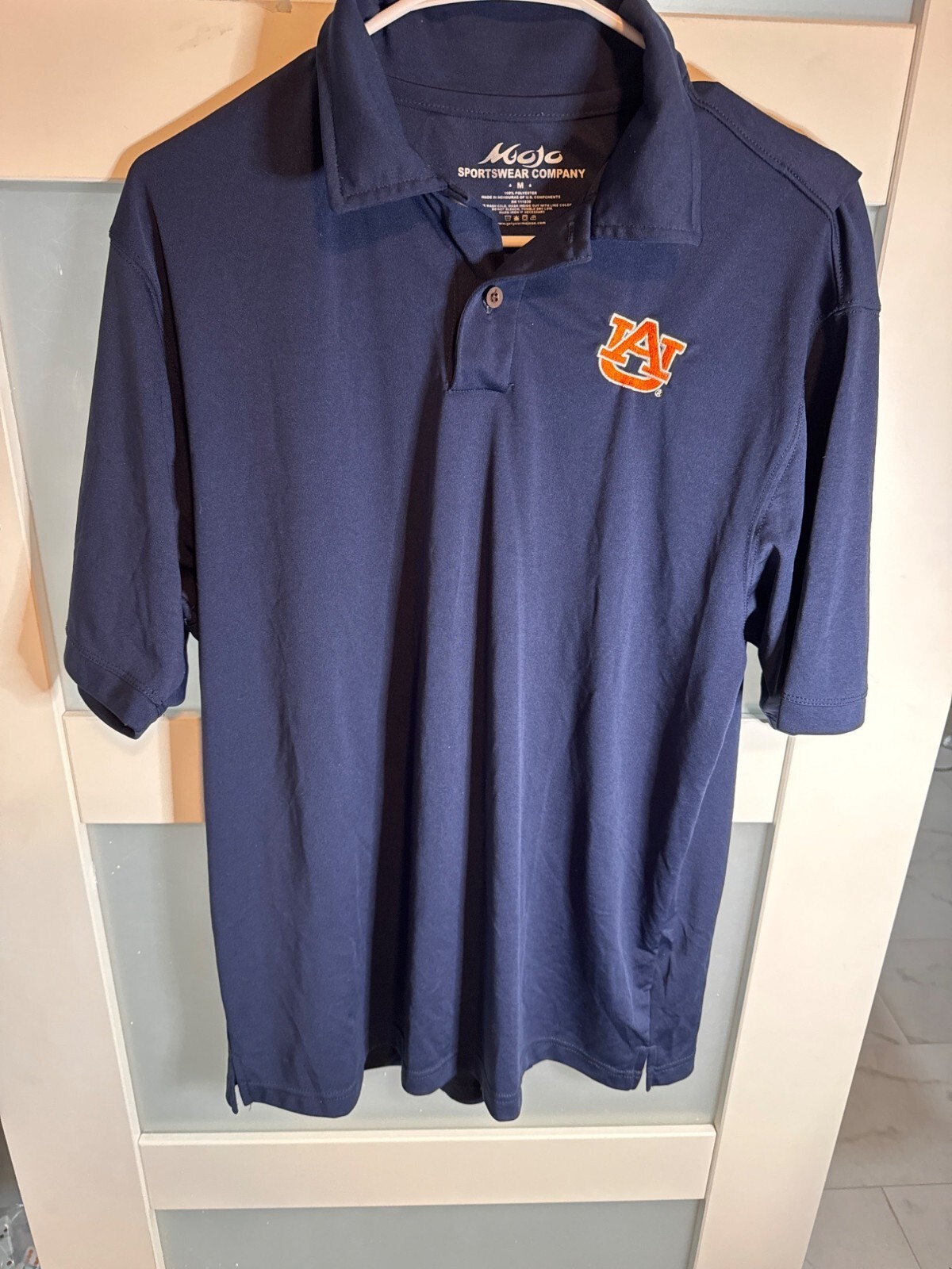 Mojo Sportswear Auburn Embroider Polo Shirt M Navy Blue 100% Polyester Mens 62-2