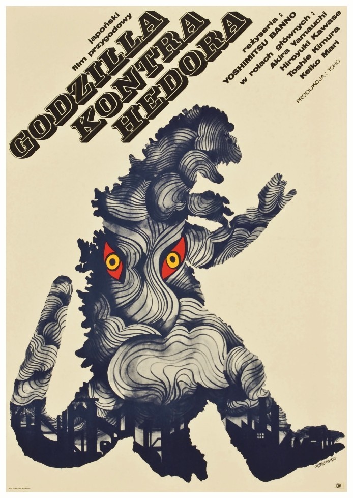 Godzilla vs The Smog Monster POSTER  *RARE Polish Artwork* Hedorah Sci Fi LARGE